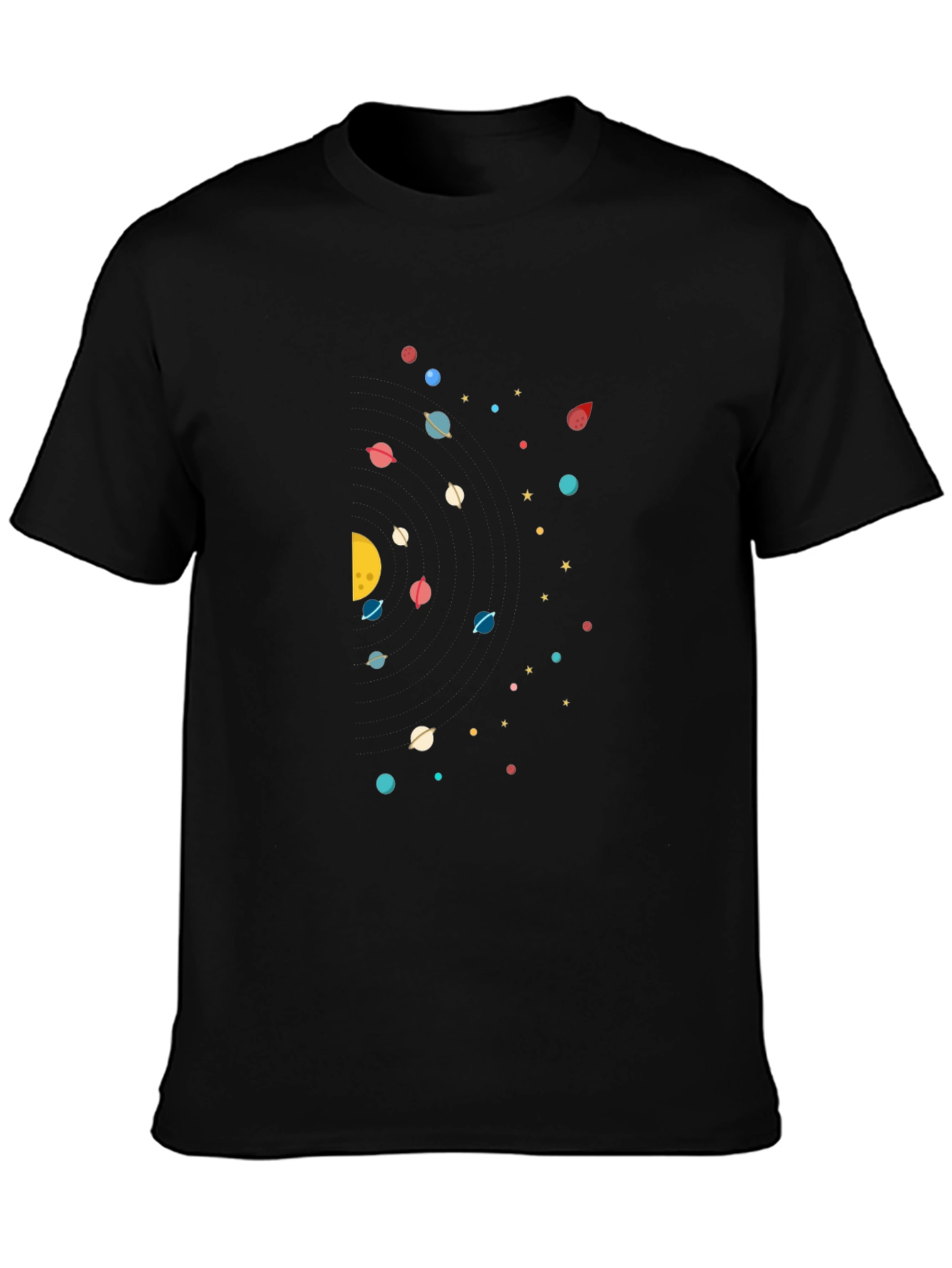 Cosmic Planet Graphic Tee - Black Cotton Blend