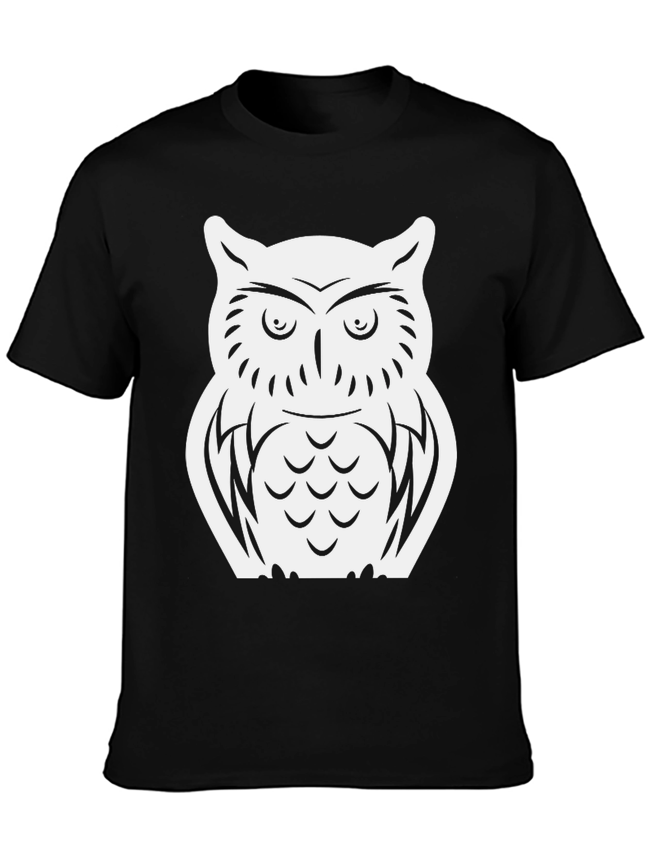 Owl Graphic T-Shirt - Black Cotton Tee