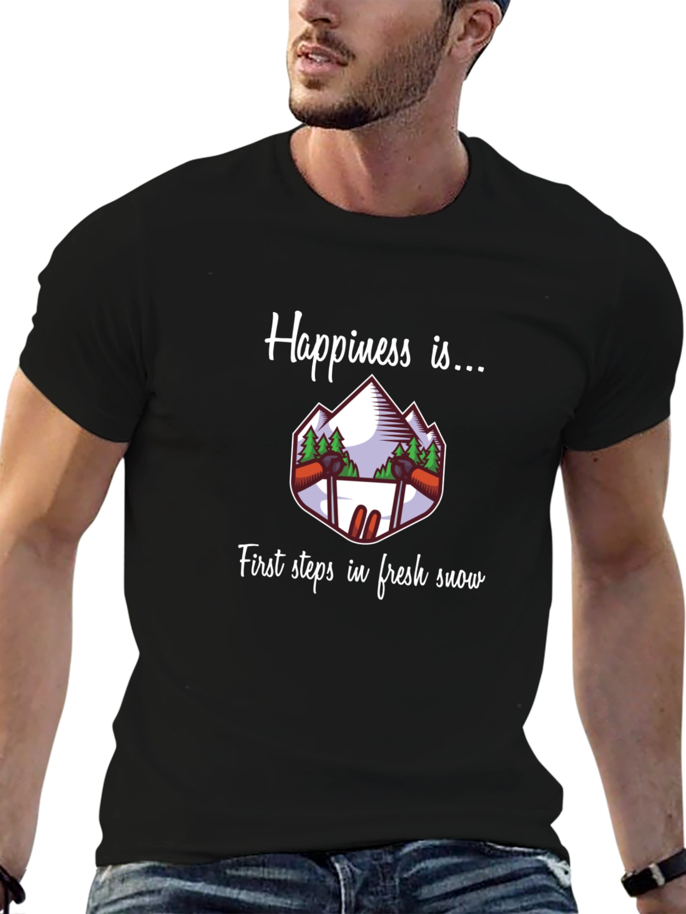 Happiness in Fresh Snow Graphic T-Shirt