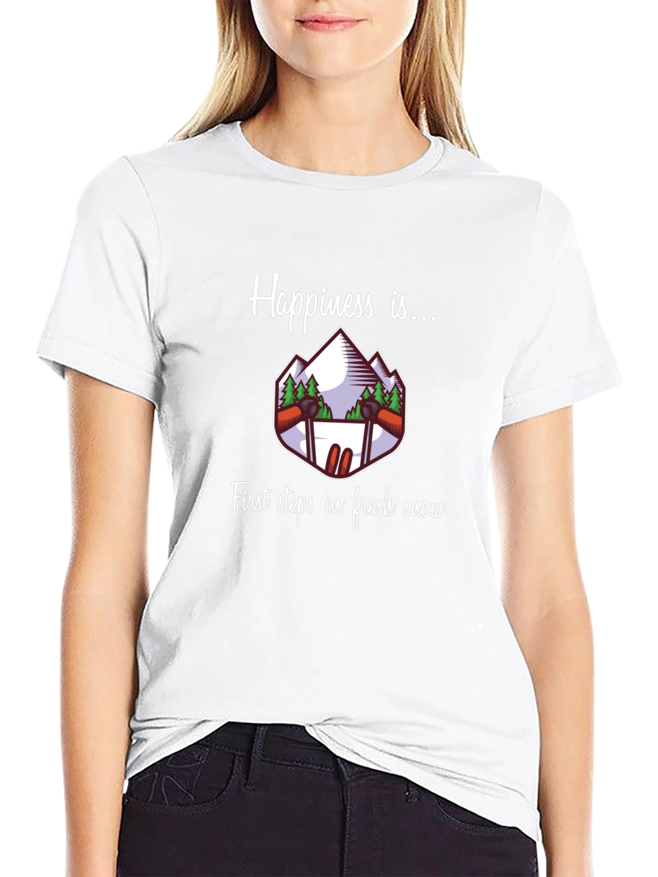Happiness in Fresh Snow Graphic T-Shirt