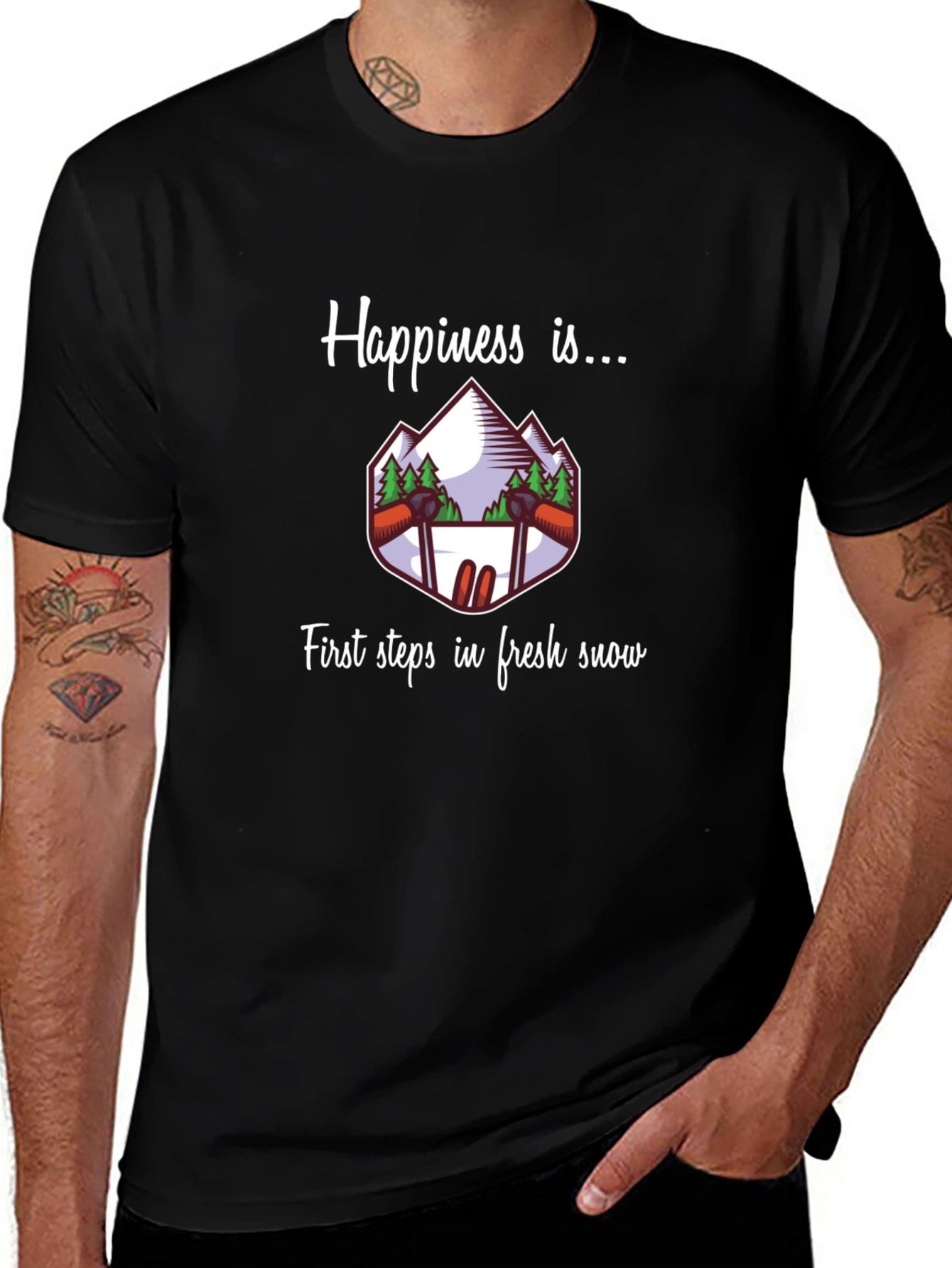 Happiness in Fresh Snow Graphic T-Shirt