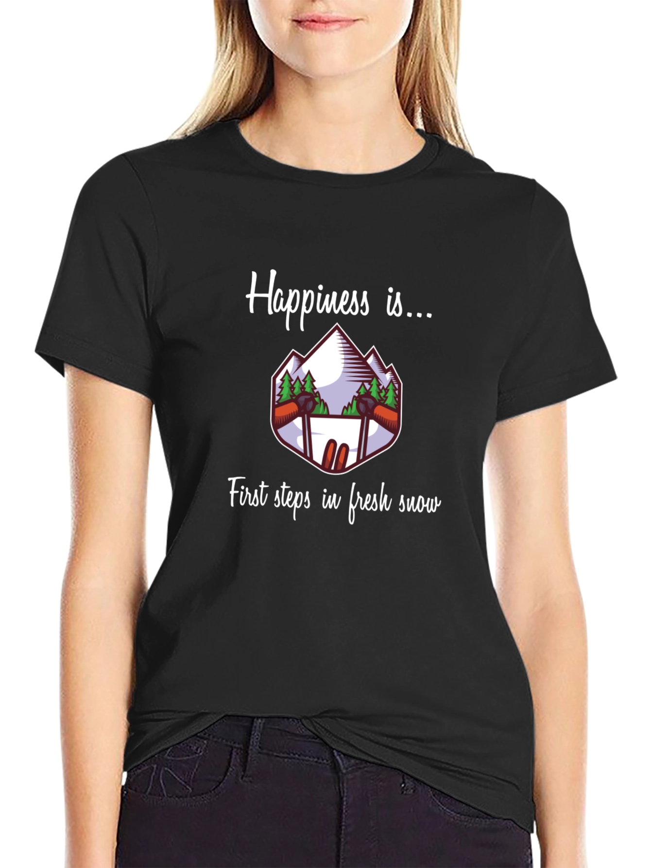 Happiness in Fresh Snow Graphic T-Shirt