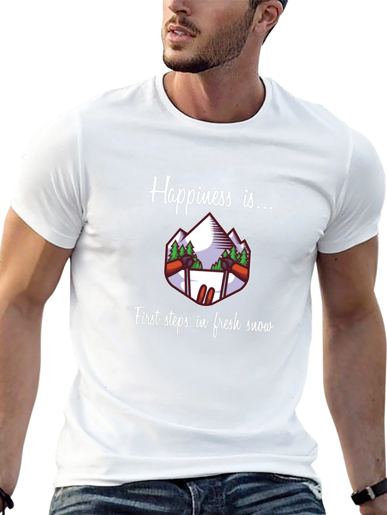 Happiness in Fresh Snow Graphic T-Shirt
