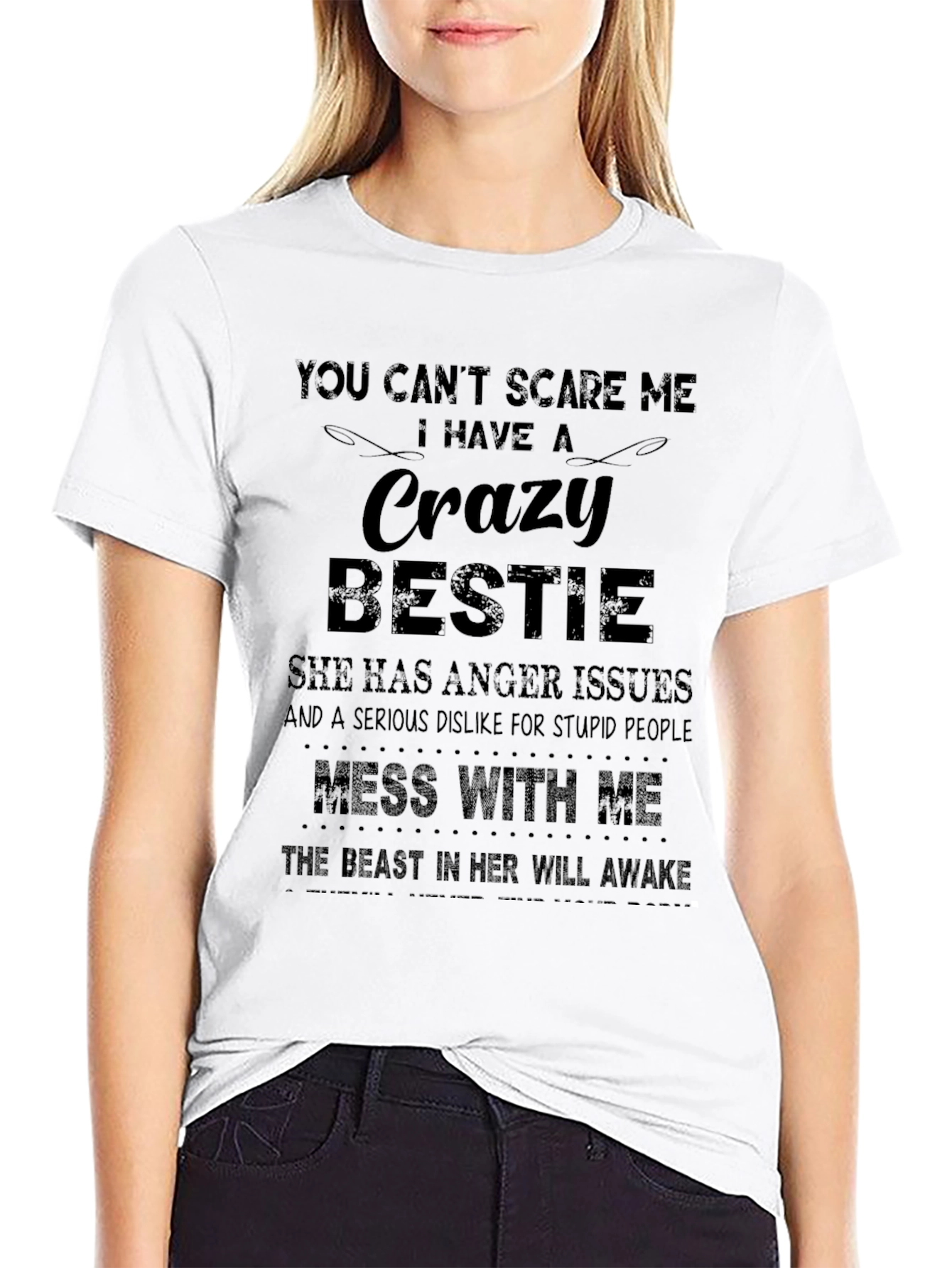 Crazy Bestie Graphic Tee - Novelty T-Shirt