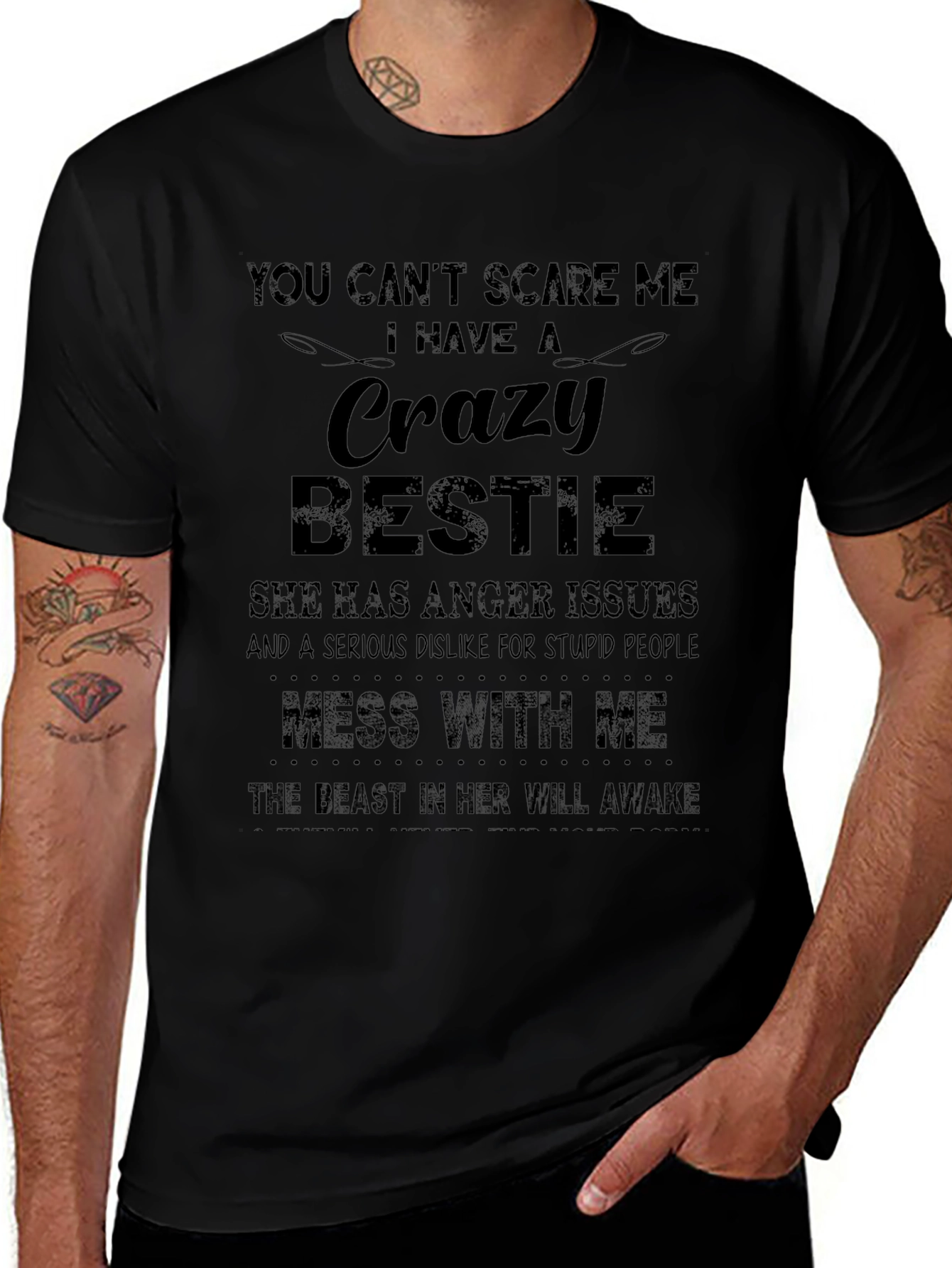 Crazy Bestie Graphic Tee - Novelty T-Shirt