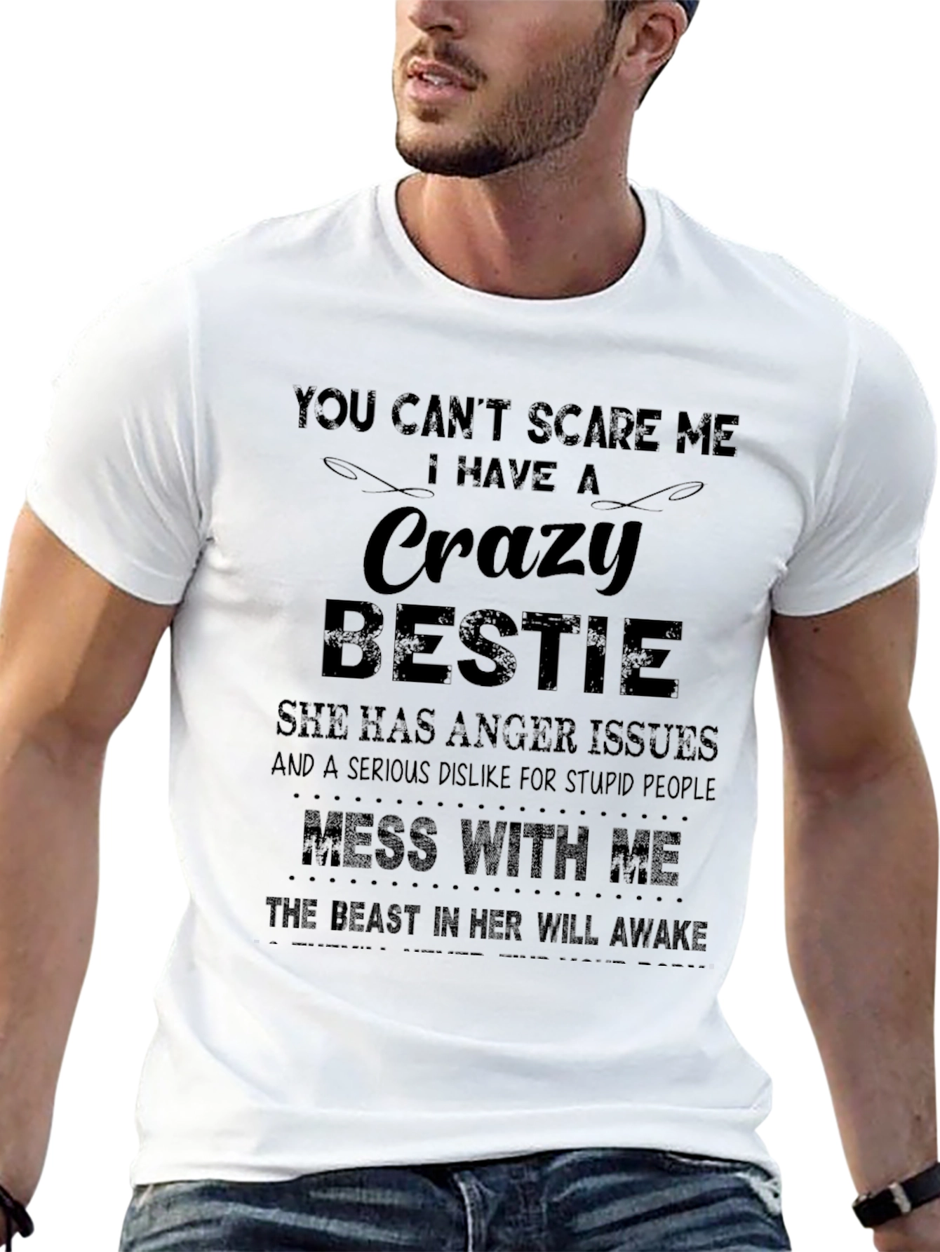 Crazy Bestie Graphic Tee - Novelty T-Shirt