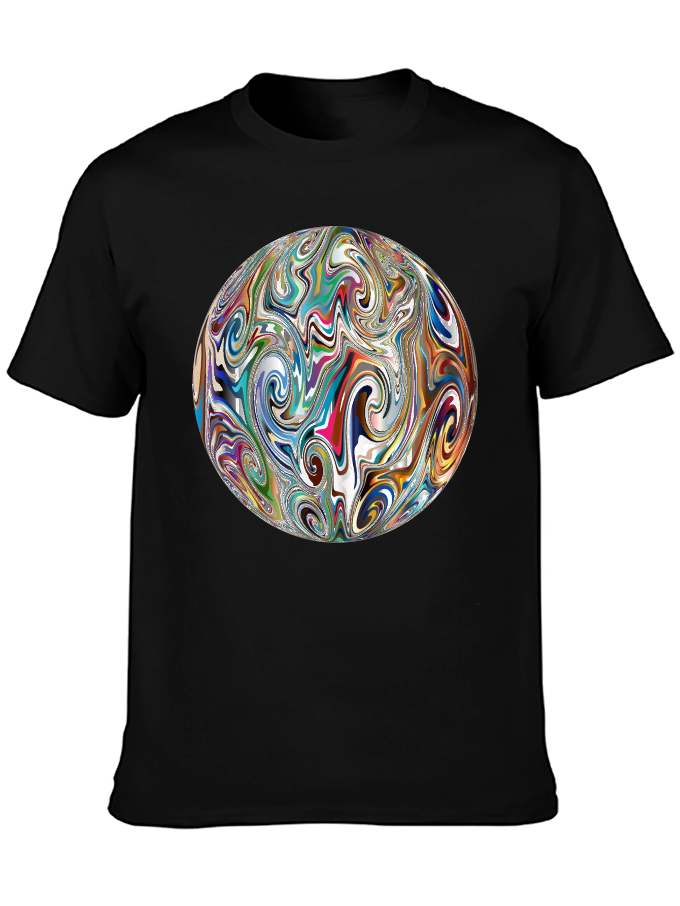 Abstract Swirl Sphere Graphic Tee - Modern Art T-Shirt