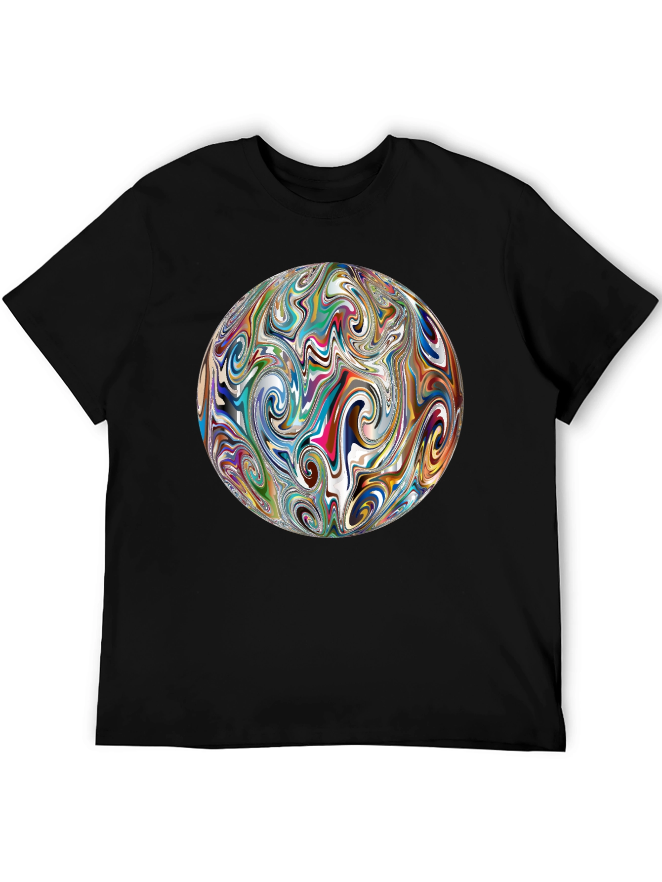 Abstract Swirl Sphere Graphic Tee - Modern Art T-Shirt