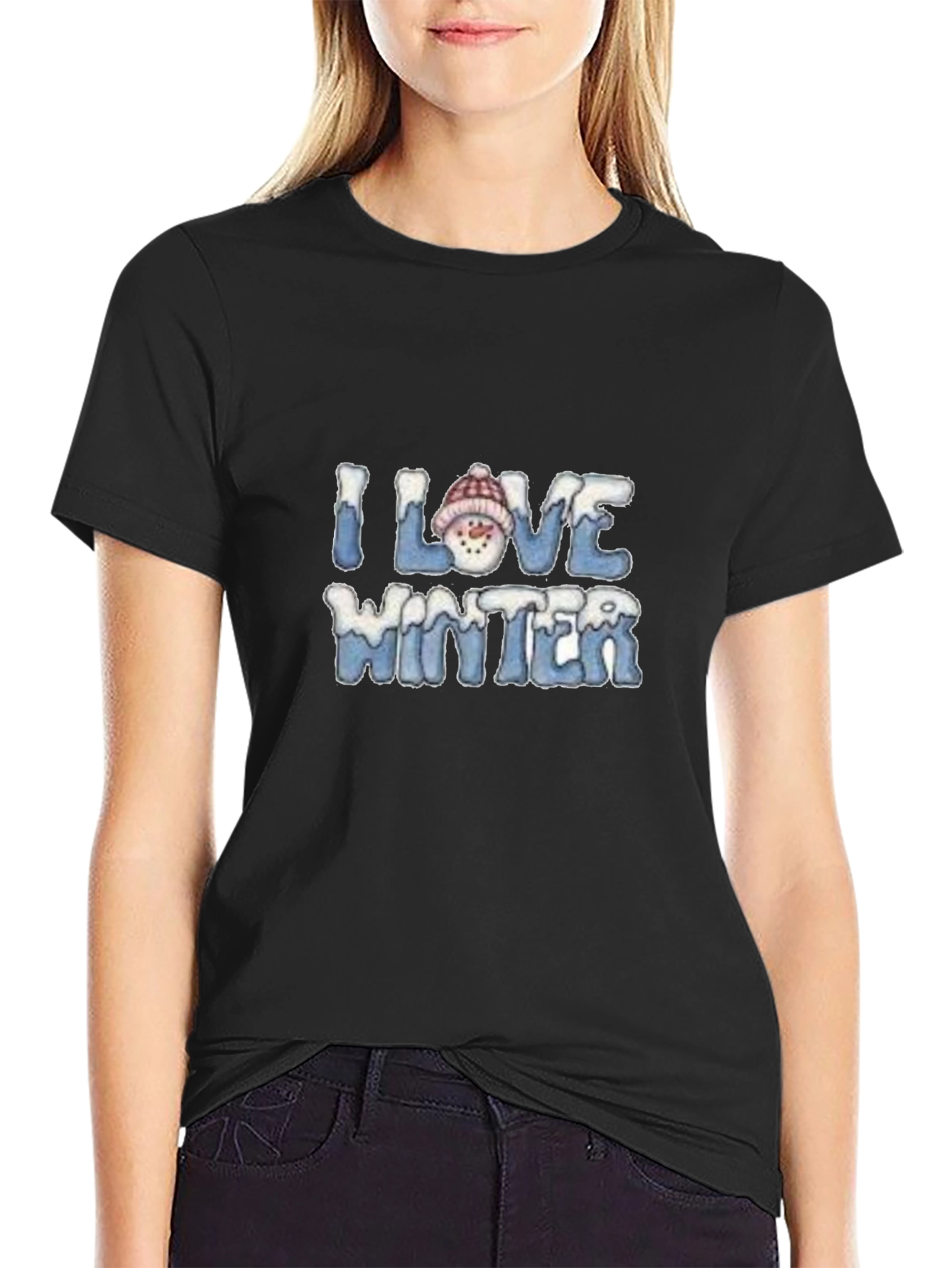 I Love Winter Graphic Tee - Black