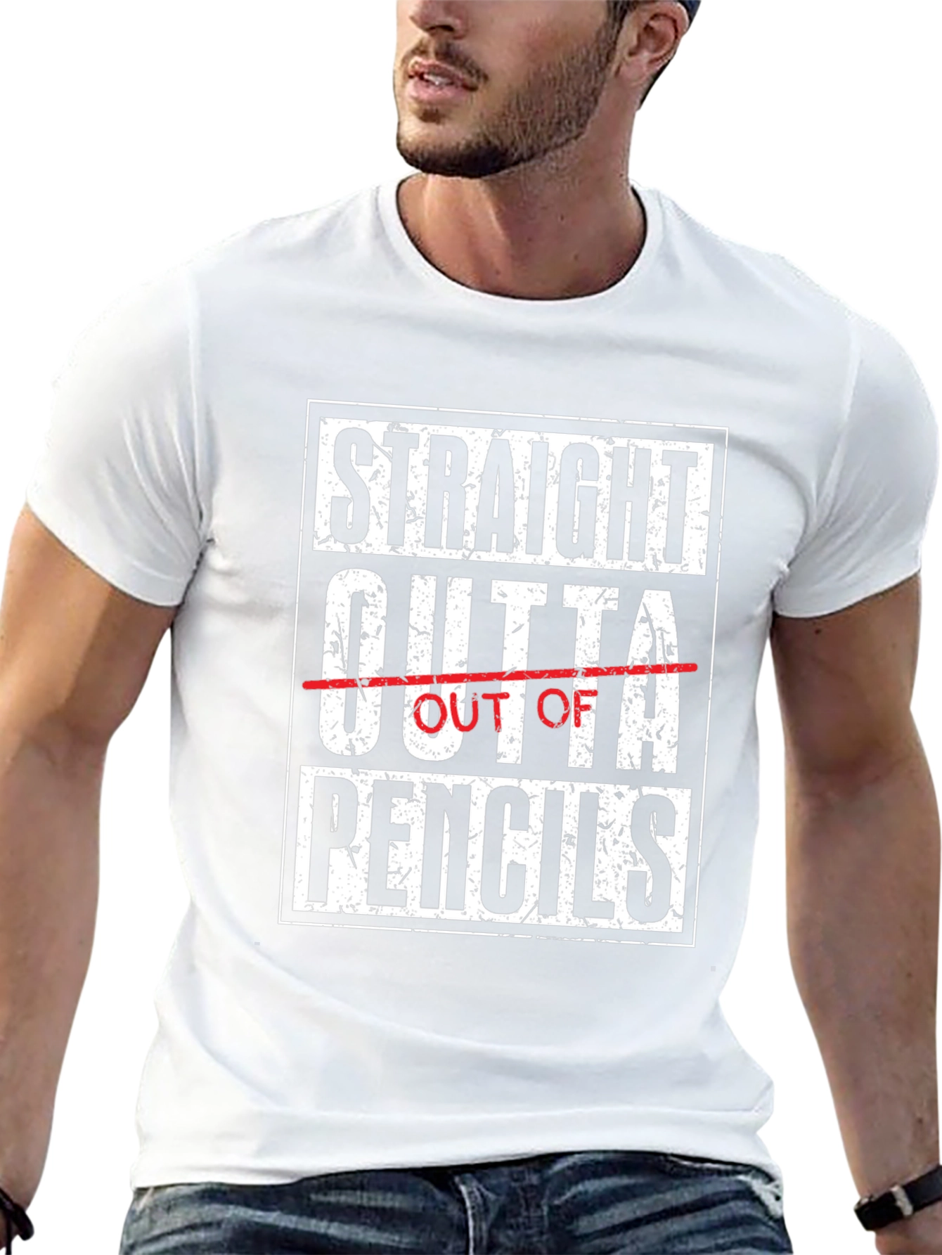 Straight Outta Pencils Black Graphic Tee Shirt