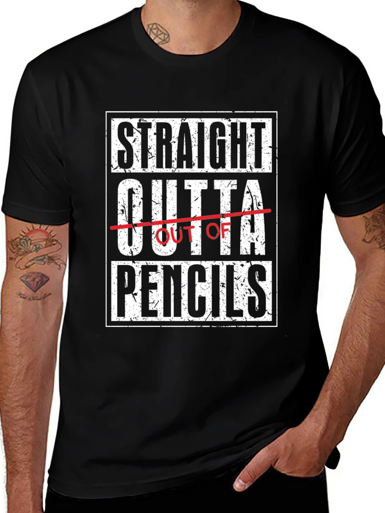 Straight Outta Pencils Black Graphic Tee Shirt