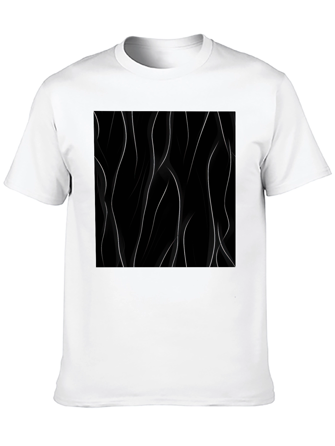 Abstract Line Art Black T-Shirt