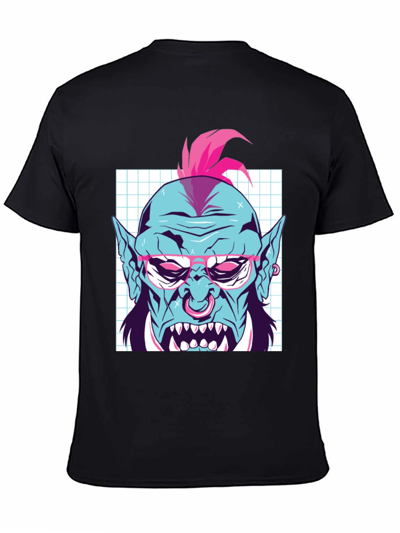 Retro Punk Troll Graphic Tee - Cool Black T-Shirt