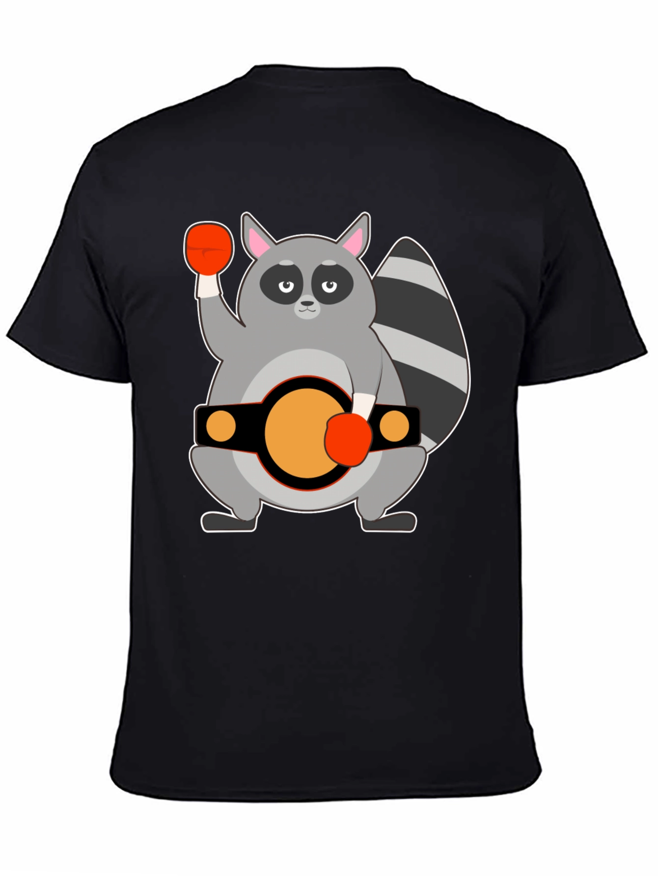 Raccoon Boxer Graphic Tee - Black Cotton T-Shirt