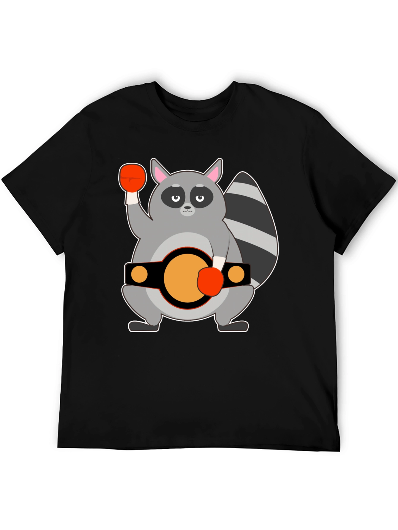 Raccoon Boxer Graphic Tee - Black Cotton T-Shirt