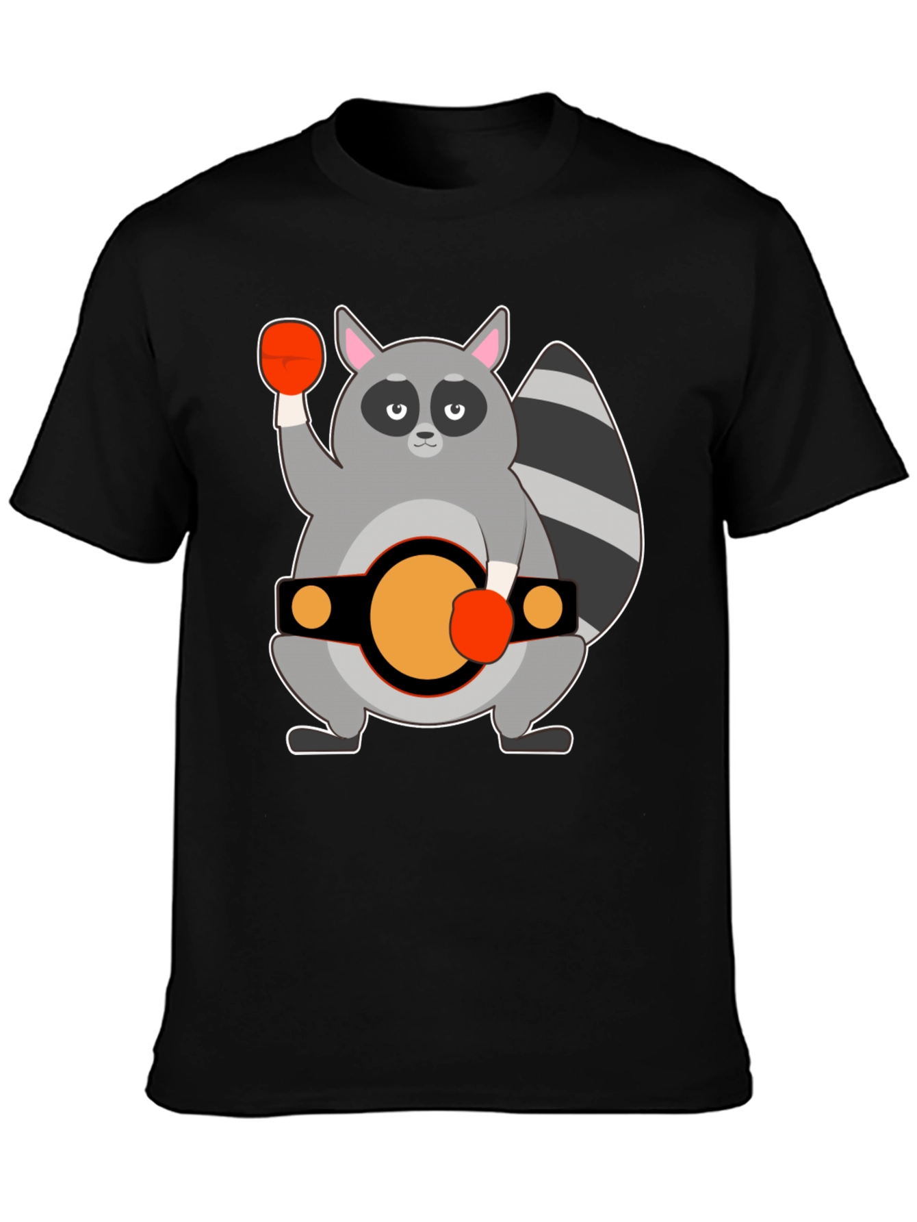 Raccoon Boxer Graphic Tee - Black Cotton T-Shirt