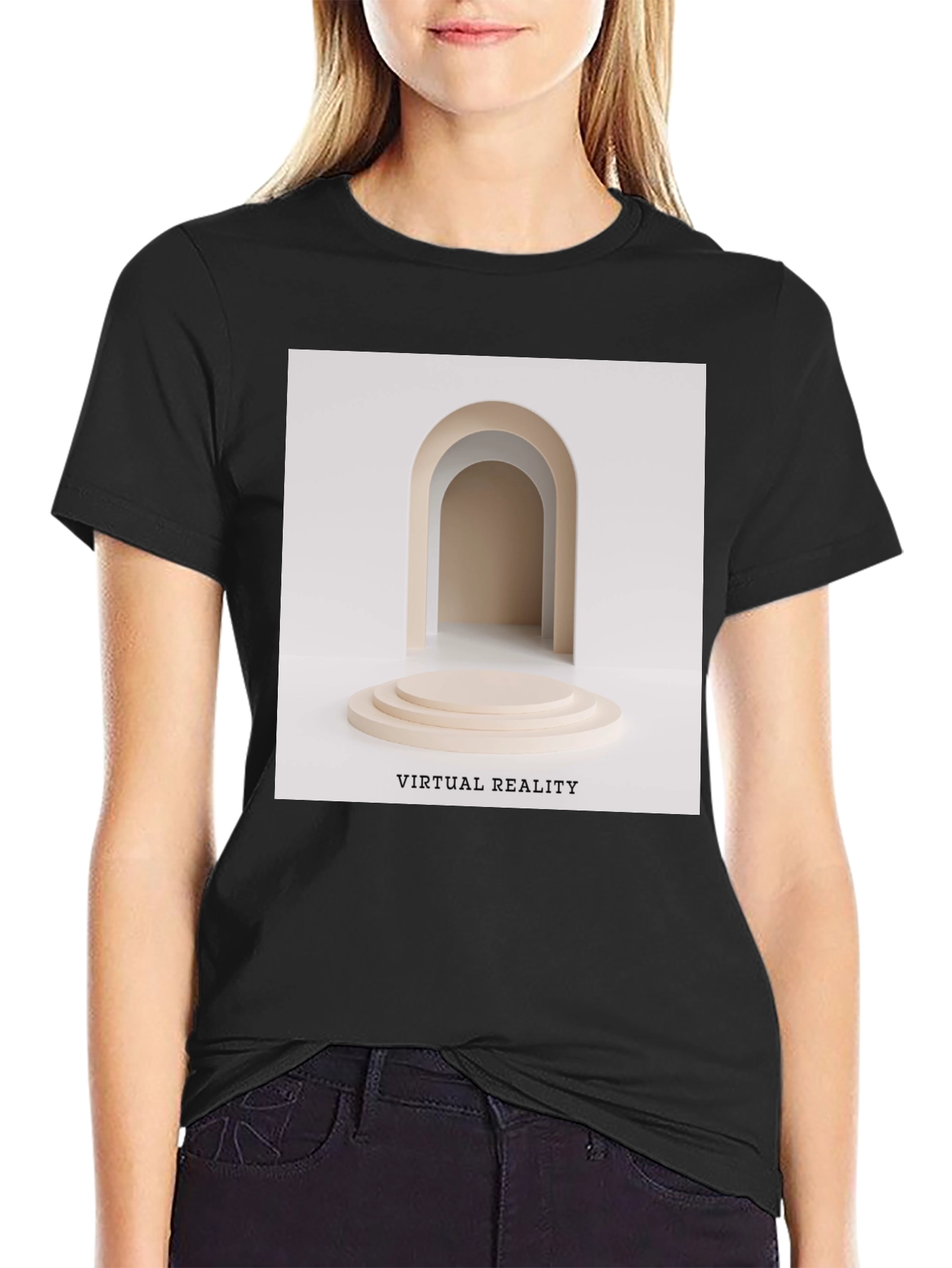 Virtual Reality Graphic Tee - Unisex Black Cotton T-Shirt