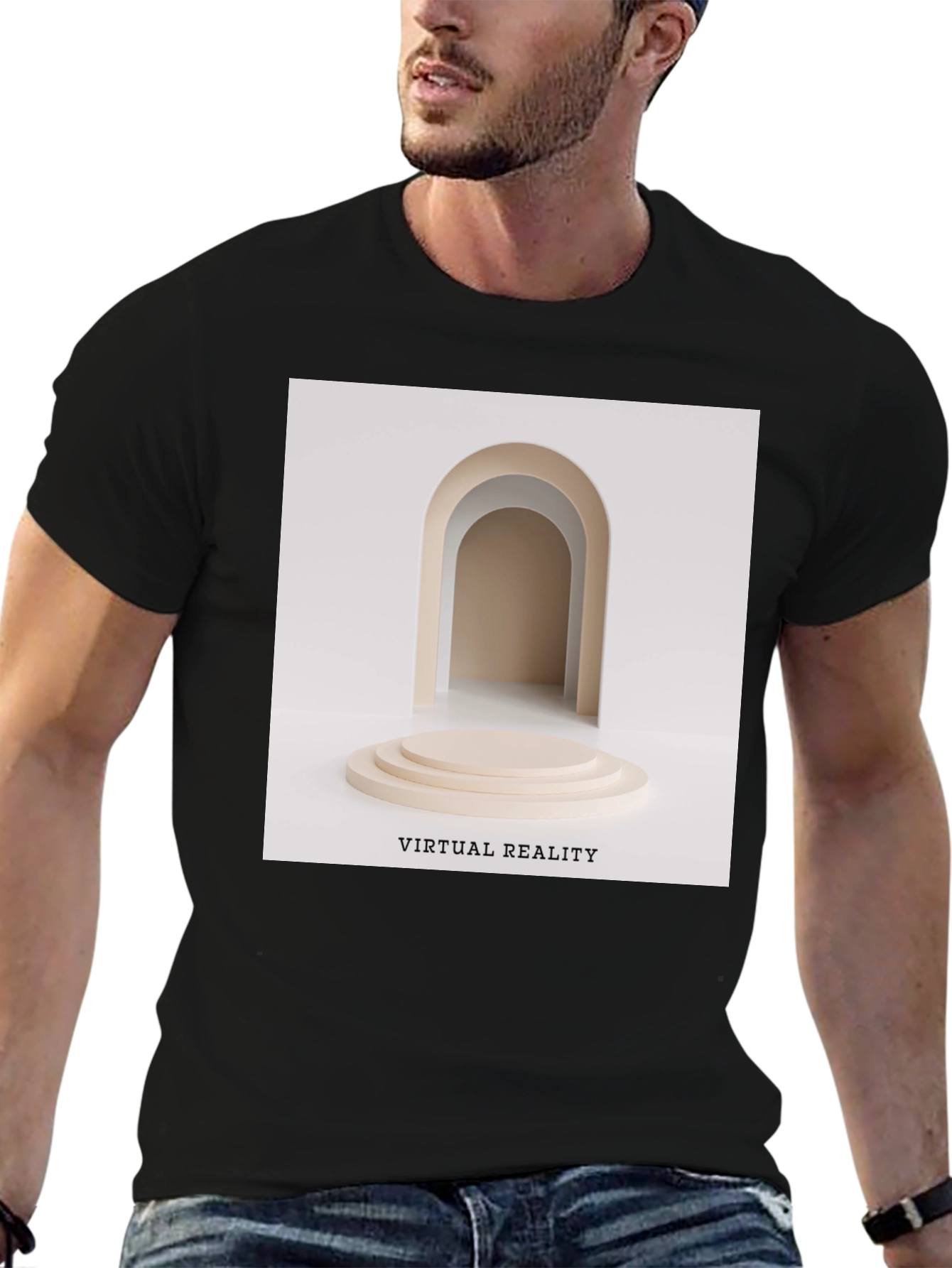 Virtual Reality Graphic Tee - Unisex Black Cotton T-Shirt