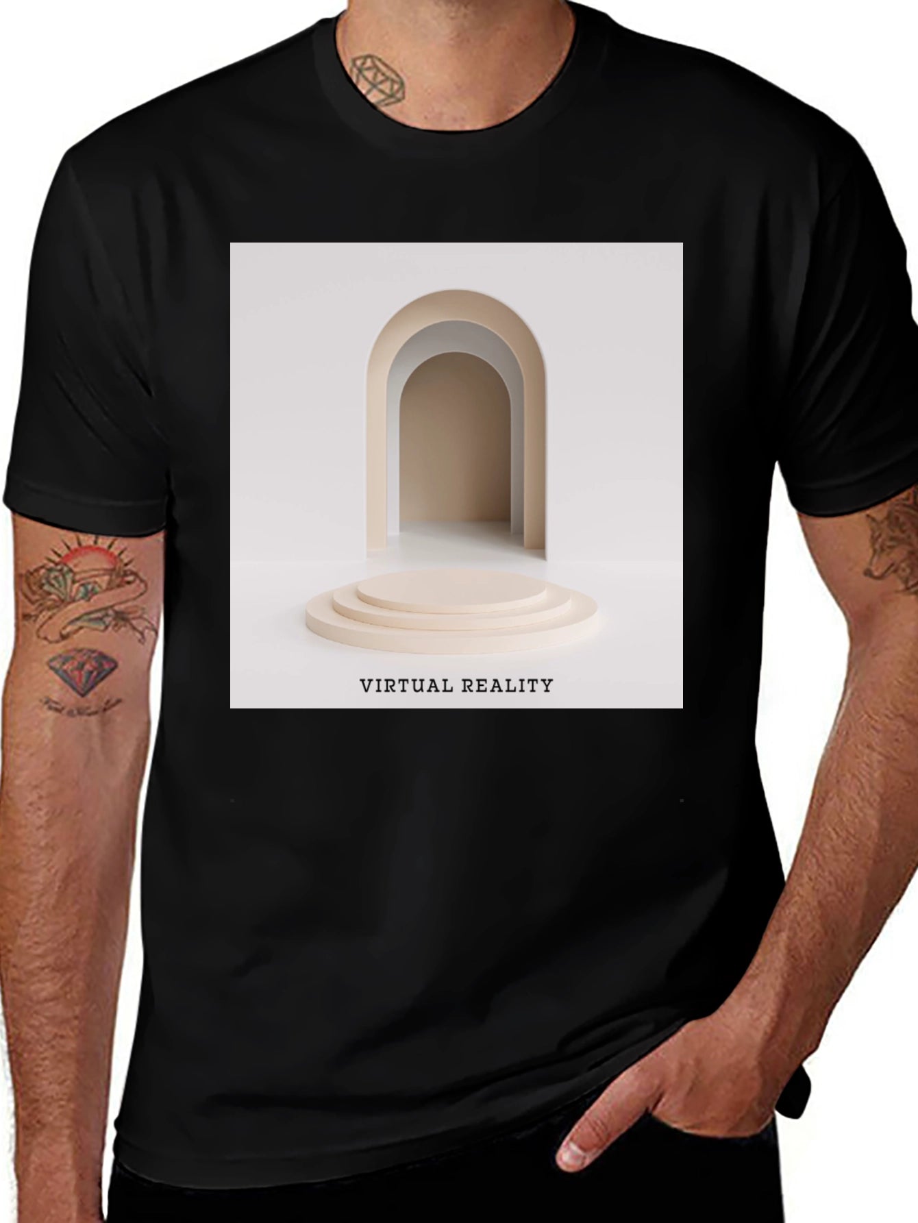 Virtual Reality Graphic Tee - Unisex Black Cotton T-Shirt