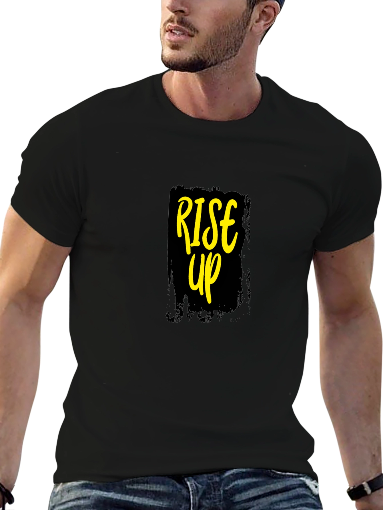Rise Up Graphic Tee - Motivational Black T-Shirt