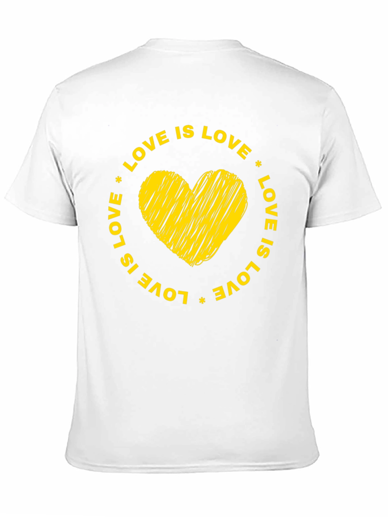 Love is Love Black T-Shirt with Yellow Heart Graphic