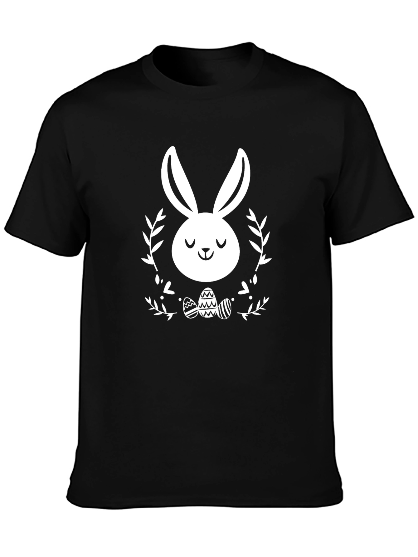Easter Bunny Graphic Tee - Black Cotton Blend