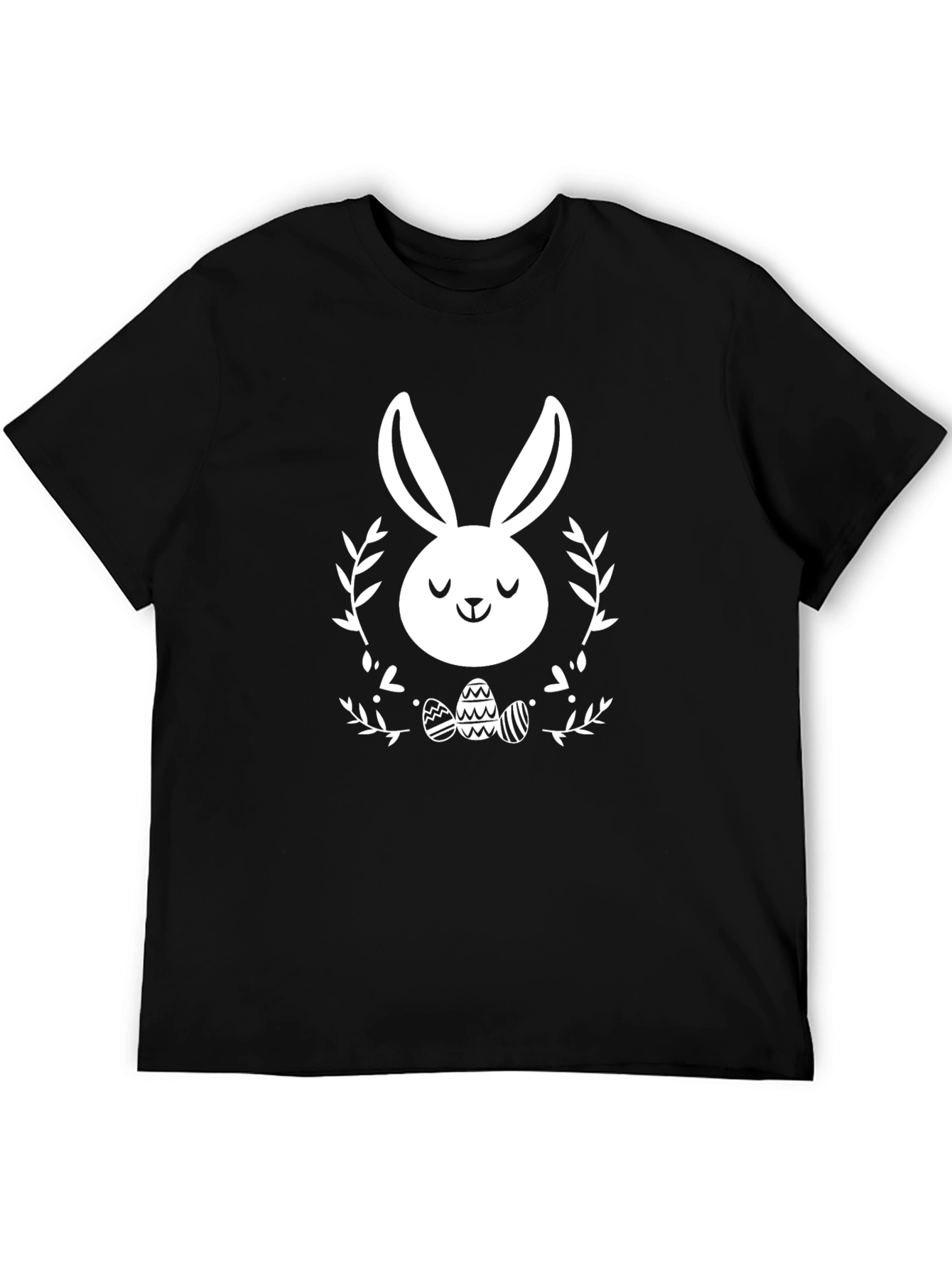 Easter Bunny Graphic Tee - Black Cotton Blend