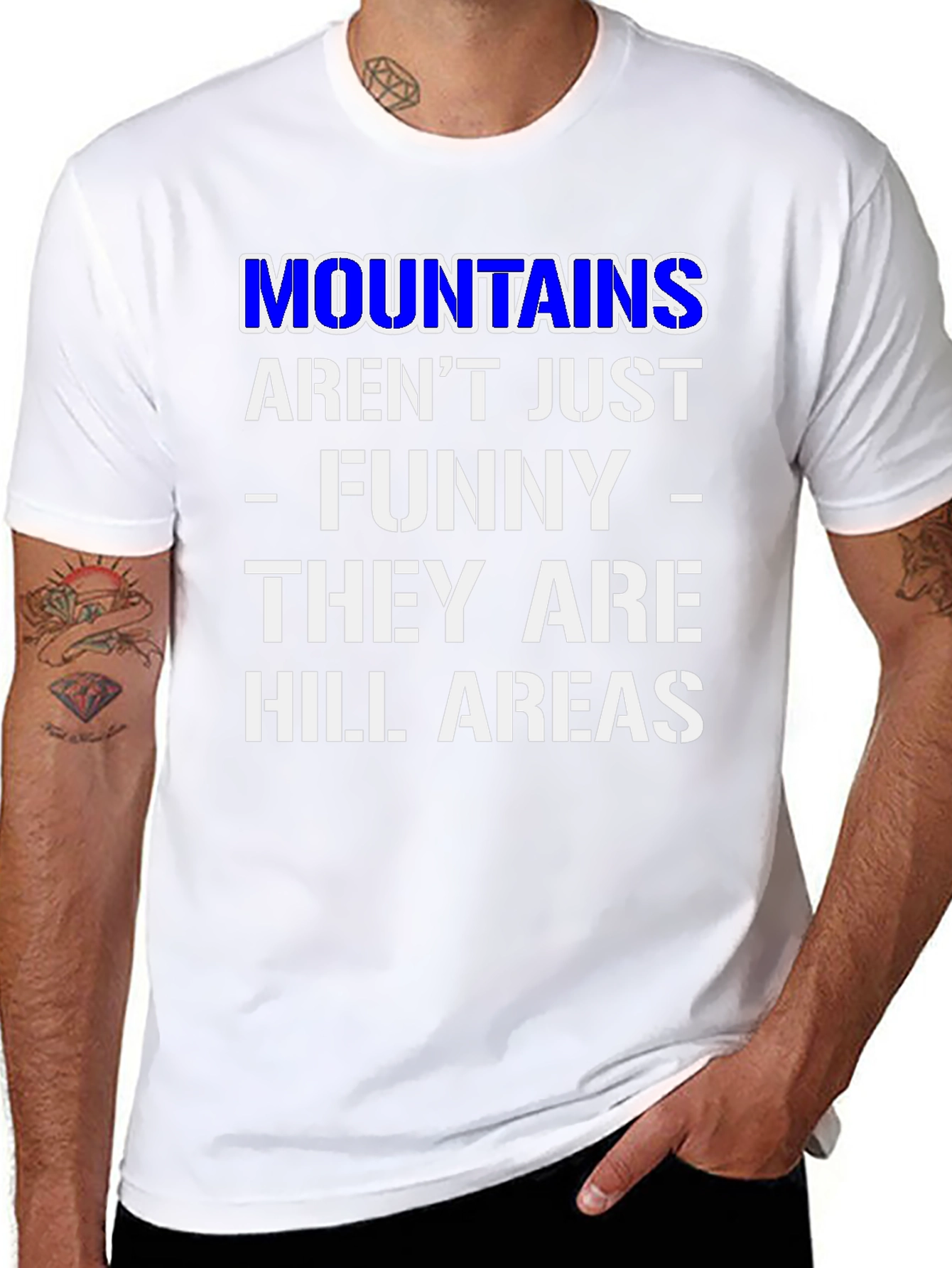 Funny Mountains Hill Areas Black T-Shirt