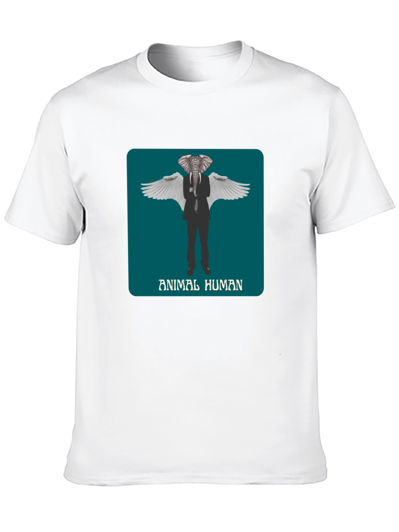 Animal Human Graphic Print Black T-Shirt