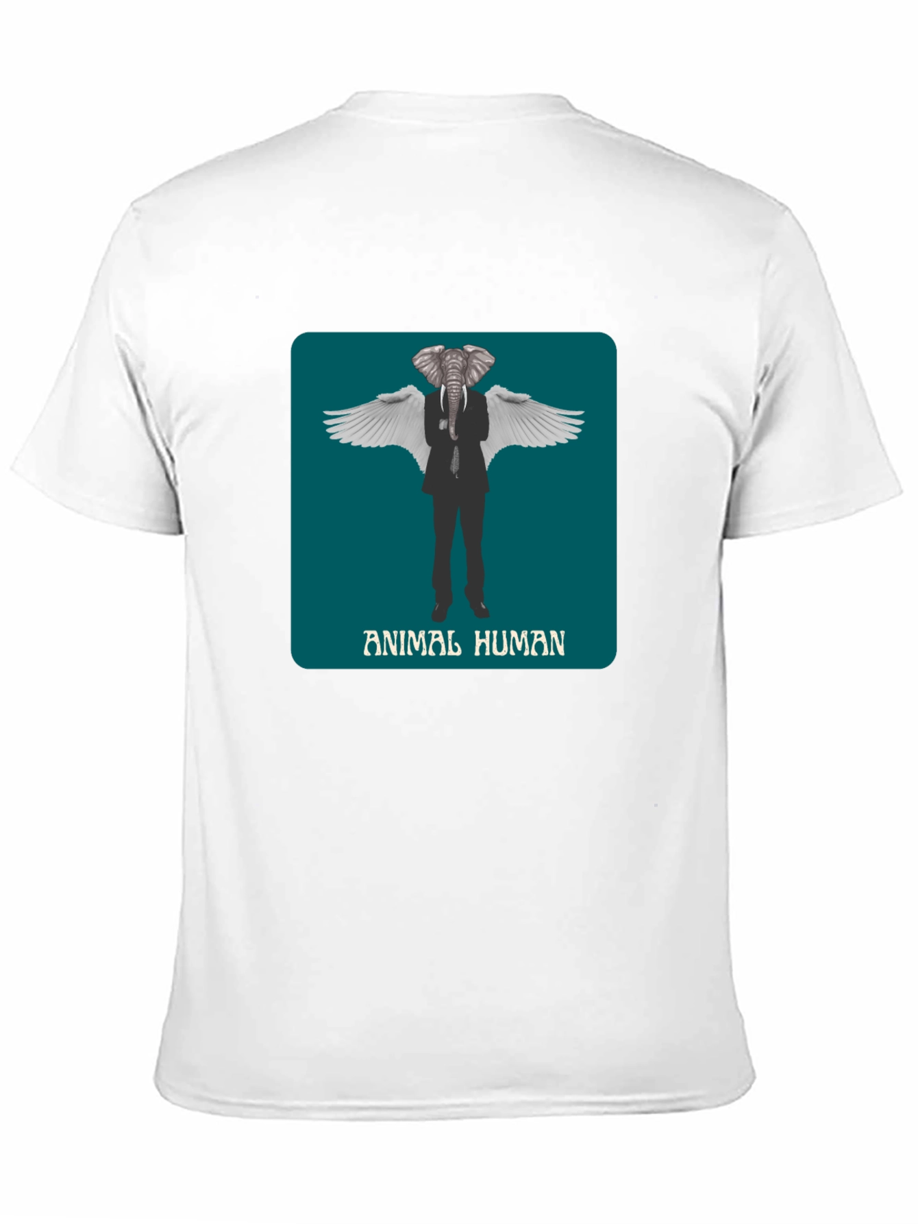 Animal Human Graphic Print Black T-Shirt