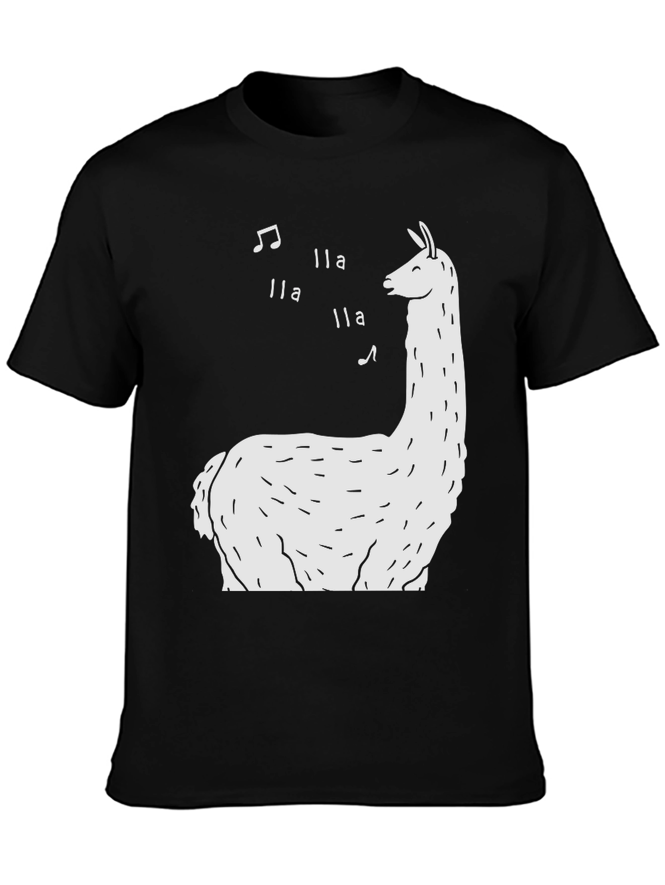 Singing Llama Graphic Tee - Black Cotton T-Shirt