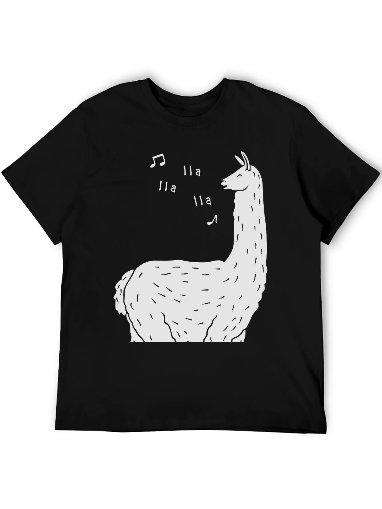 Singing Llama Graphic Tee - Black Cotton T-Shirt
