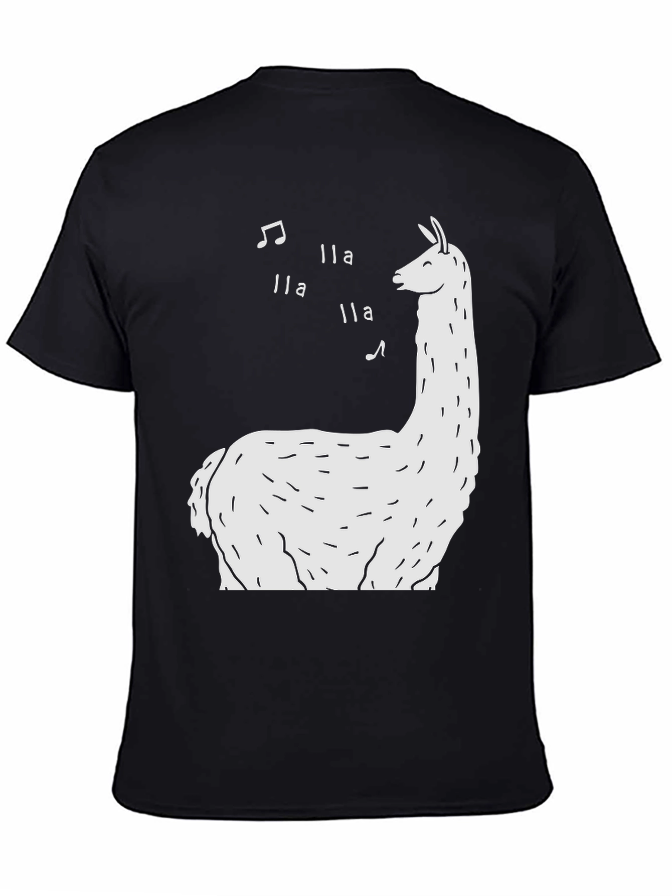 Singing Llama Graphic Tee - Black Cotton T-Shirt
