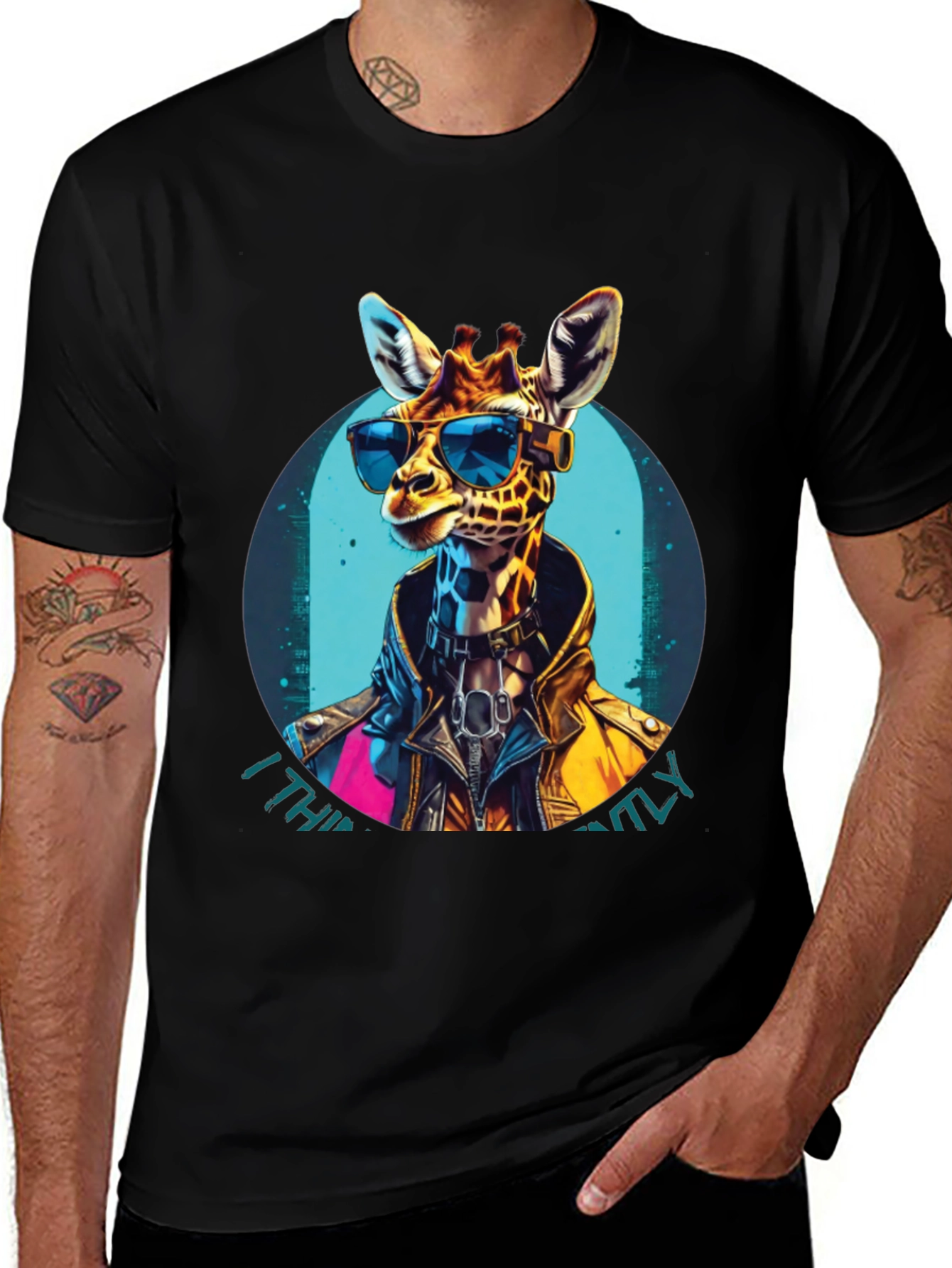 Cool Giraffe Graphic Tee - Unisex Black T-Shirt