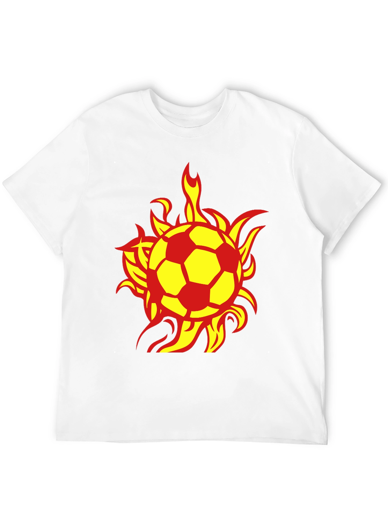 Flaming Soccer Ball Graphic Tee - Black Cotton T-Shirt
