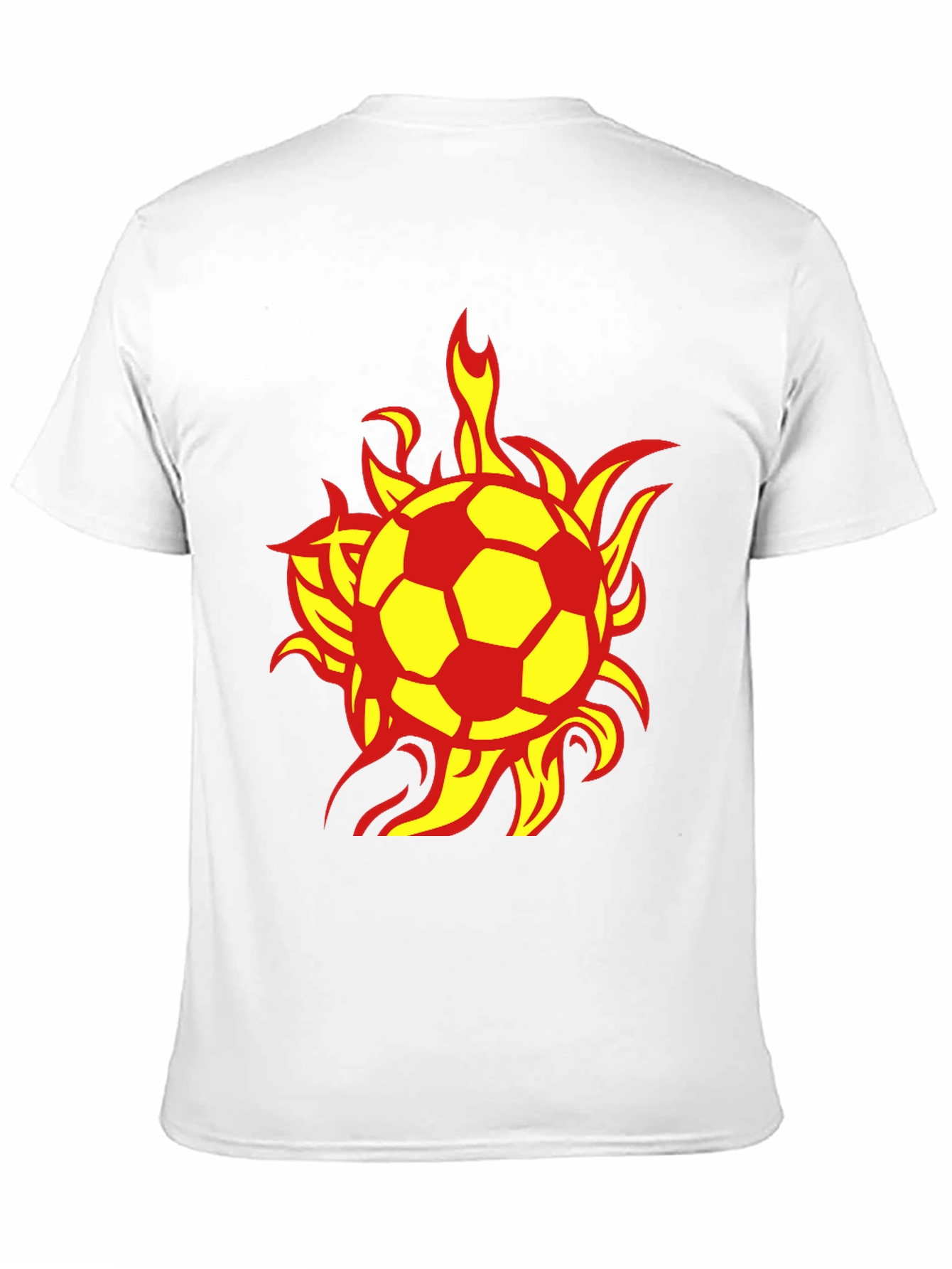 Flaming Soccer Ball Graphic Tee - Black Cotton T-Shirt