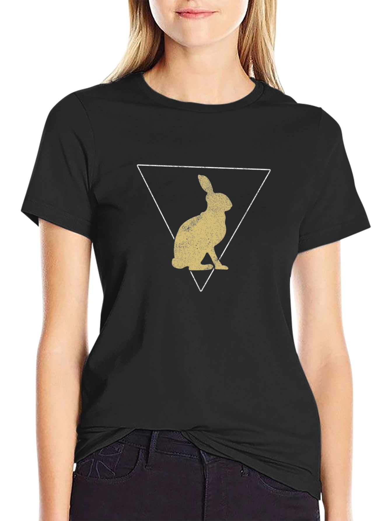 Rabbit Triangle Graphic Tee - Modern Design