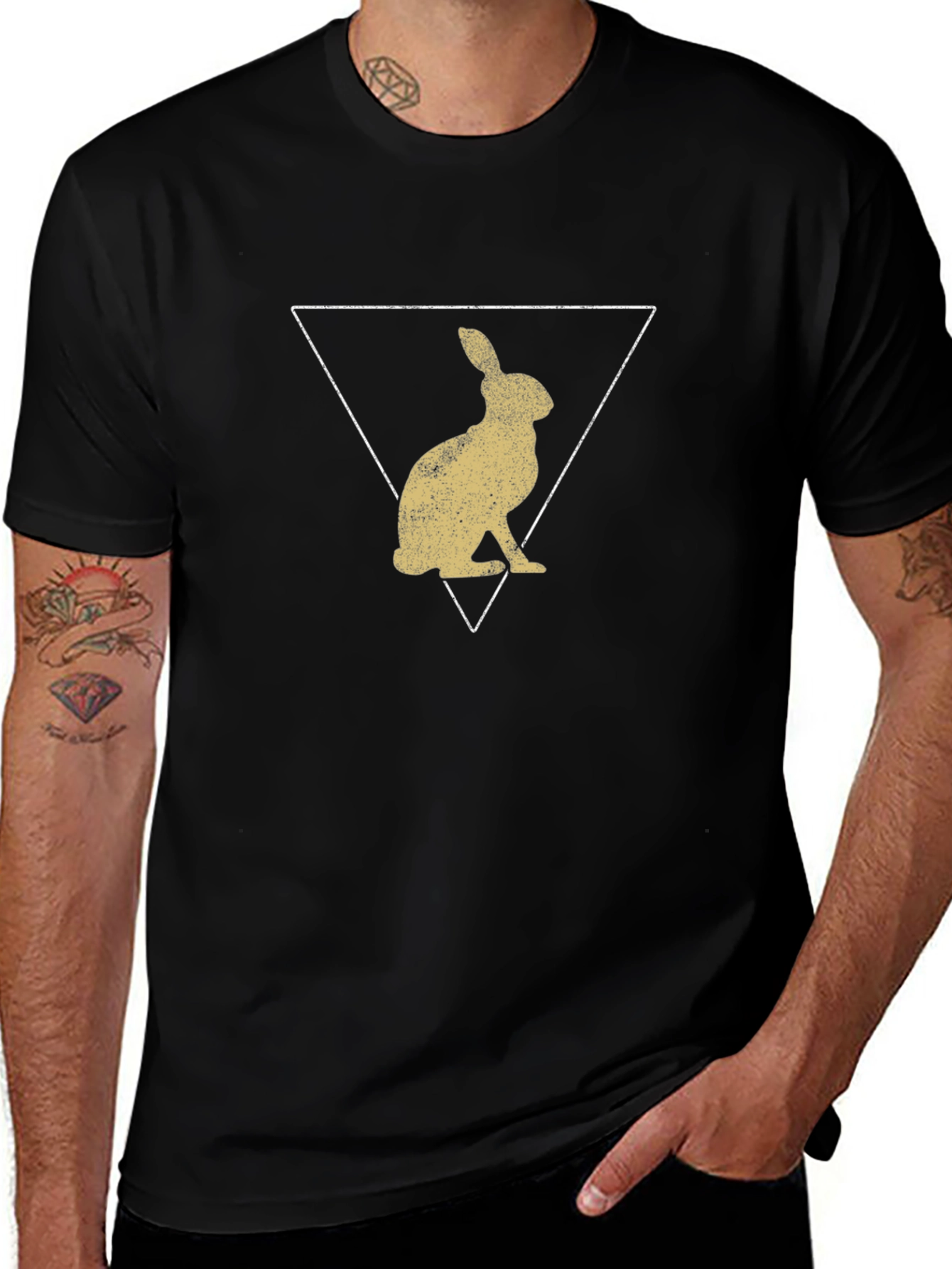 Rabbit Triangle Graphic Tee - Modern Design