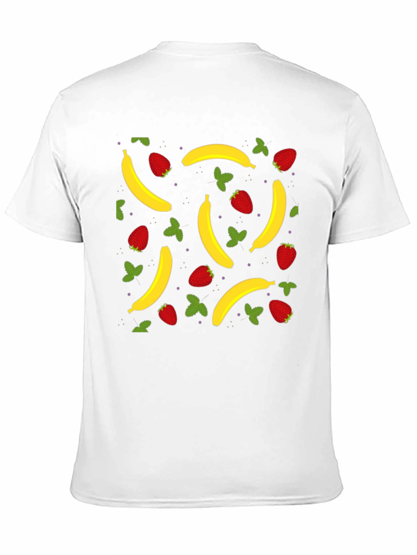 Banana Strawberry Pattern Black T-Shirt