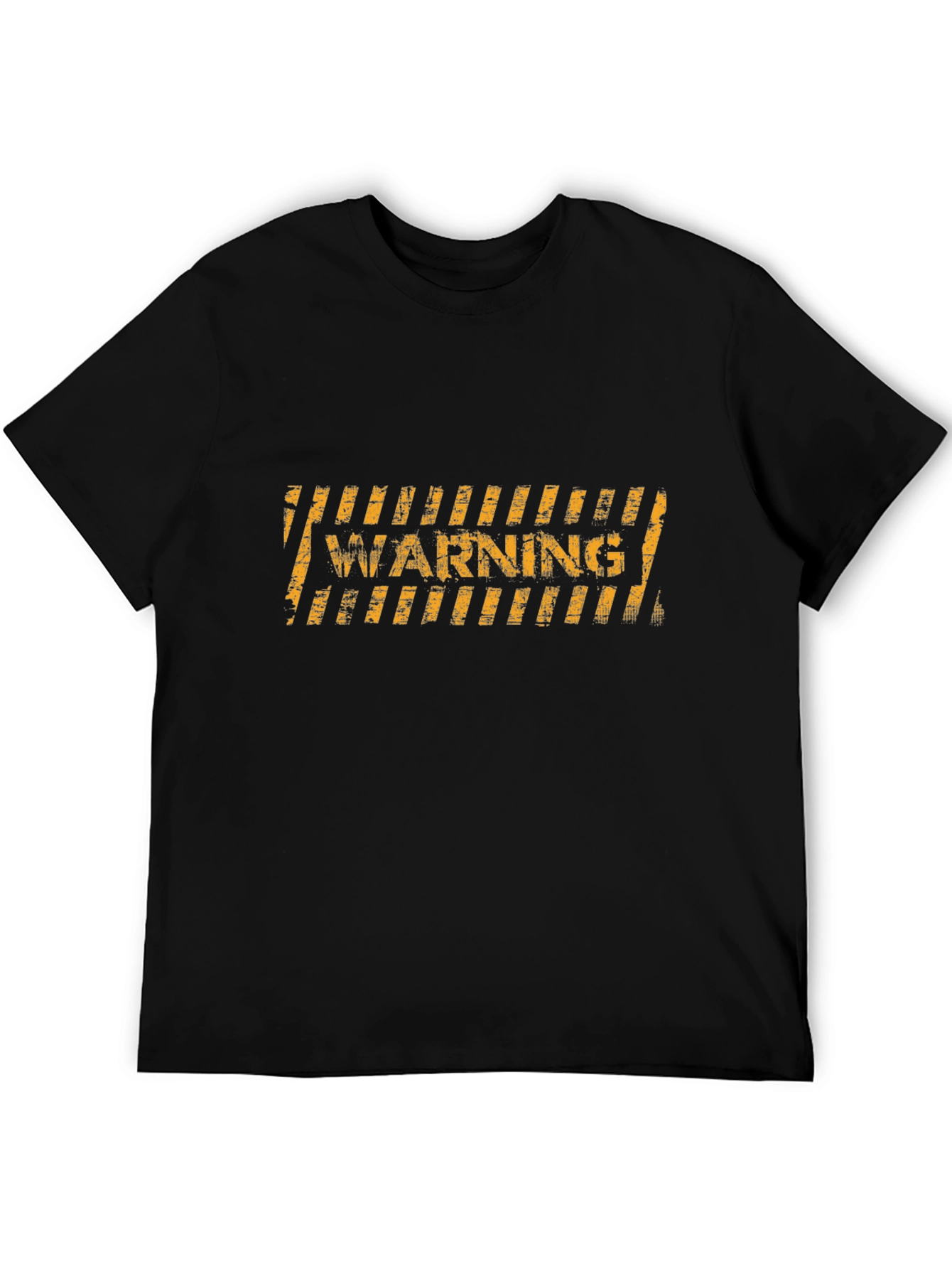 Warning Stripes Graphic Black T-Shirt