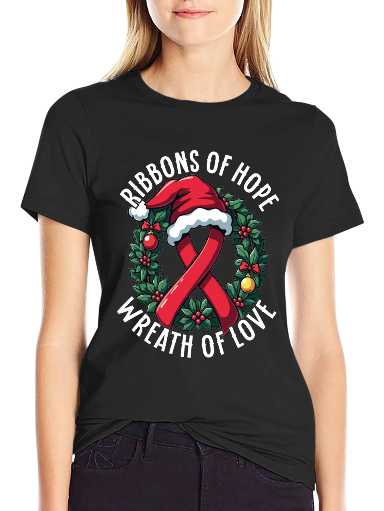 Ribbons of Hope Christmas T-Shirt
