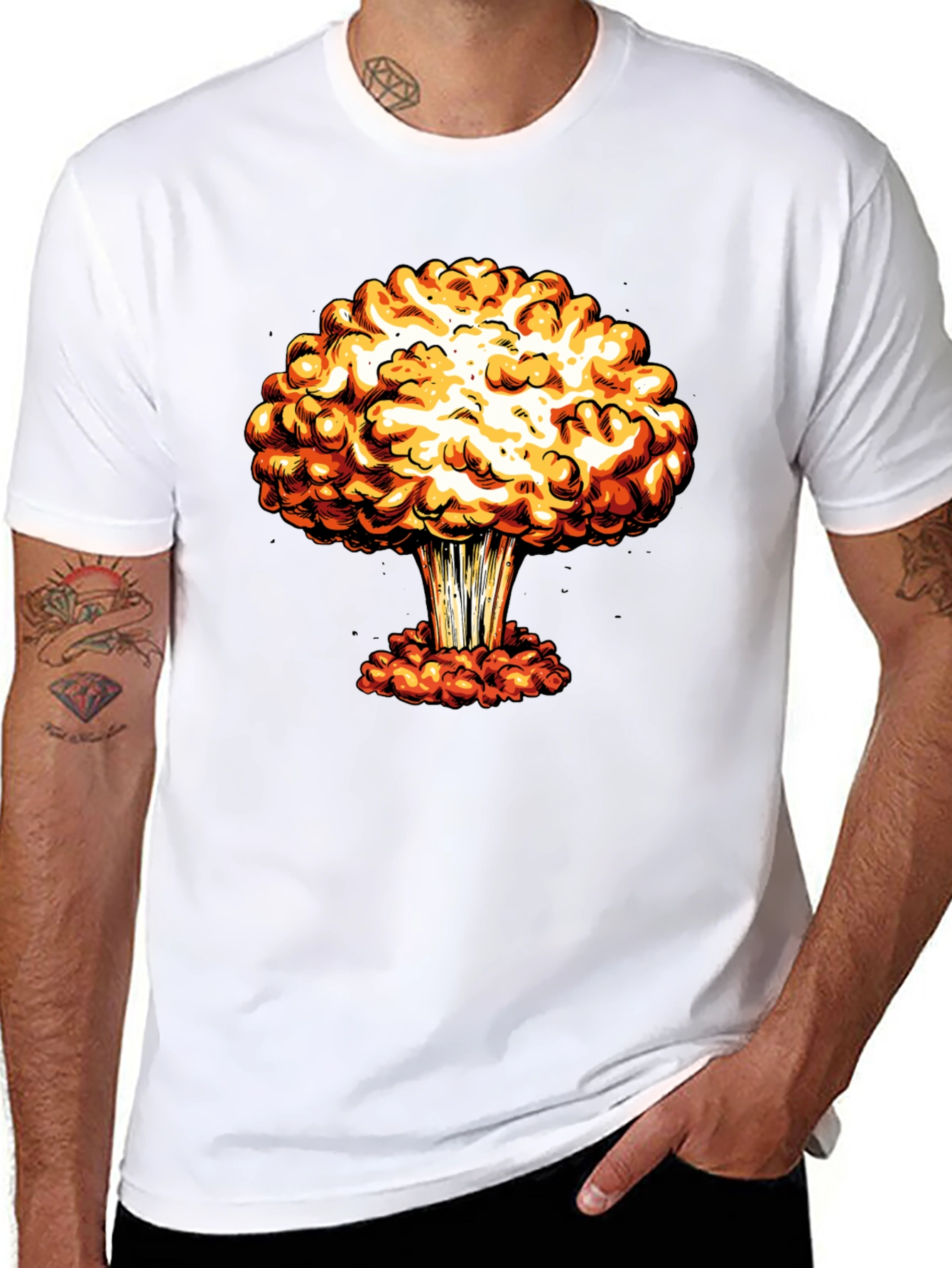 Mushroom Cloud Graphic Print Black T-Shirt