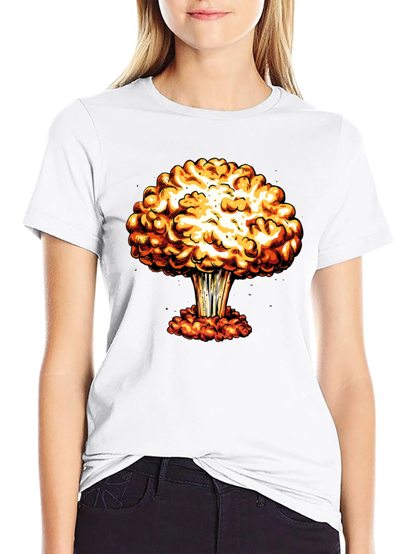 Mushroom Cloud Graphic Print Black T-Shirt