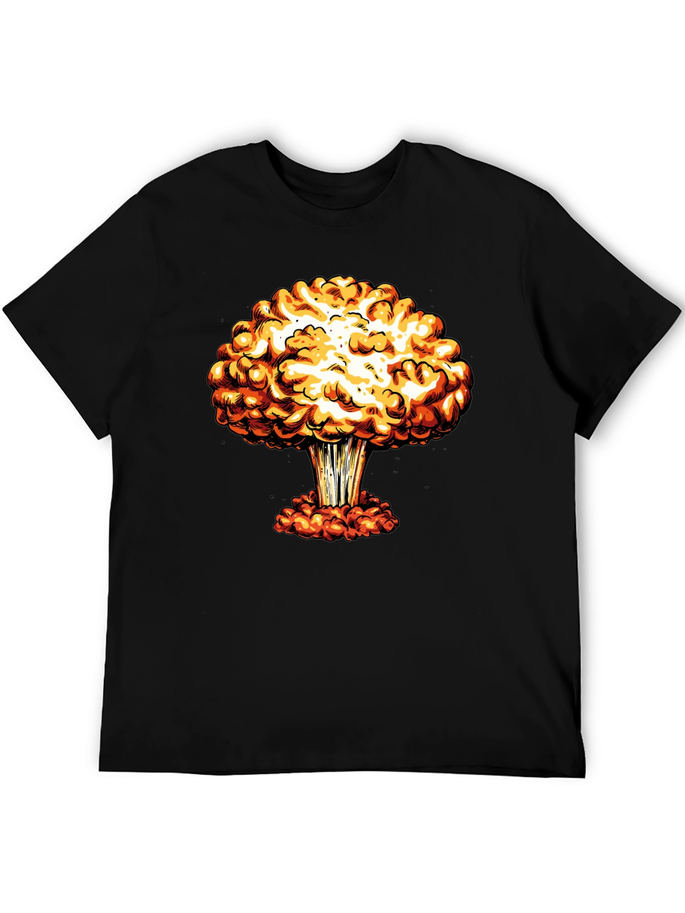 Mushroom Cloud Graphic Print Black T-Shirt