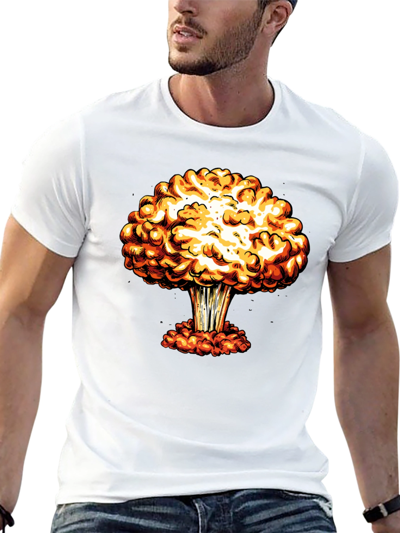 Mushroom Cloud Graphic Print Black T-Shirt