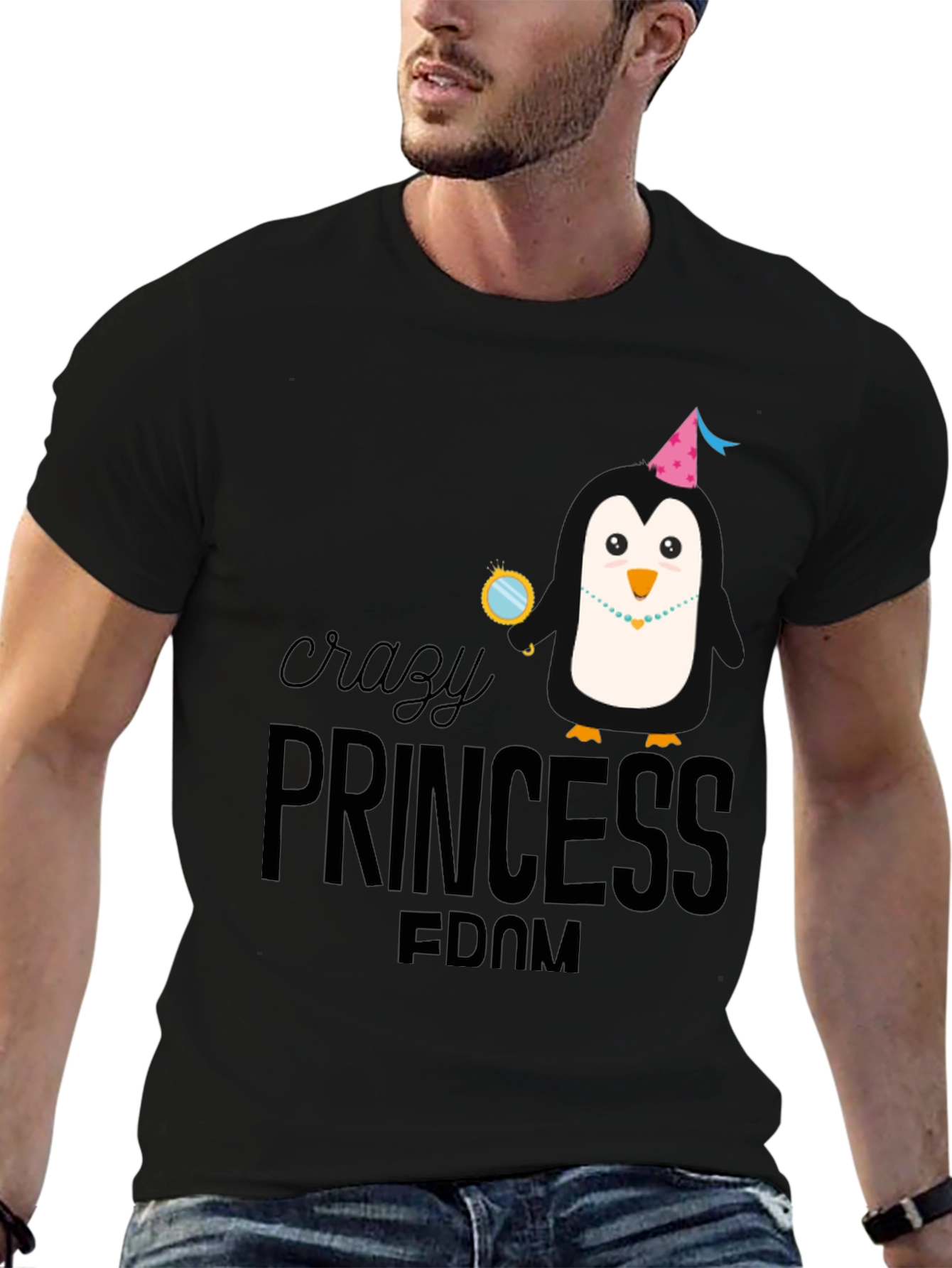 Crazy Princess Penguin Graphic T-Shirt