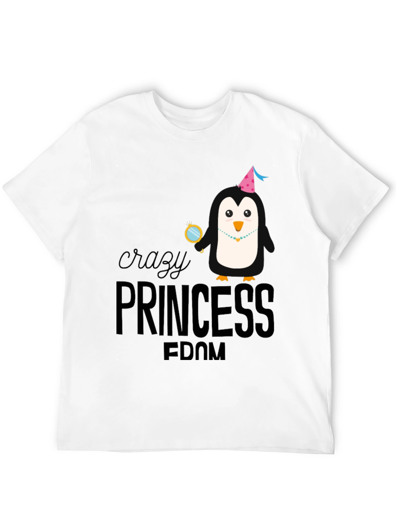 Crazy Princess Penguin Graphic T-Shirt