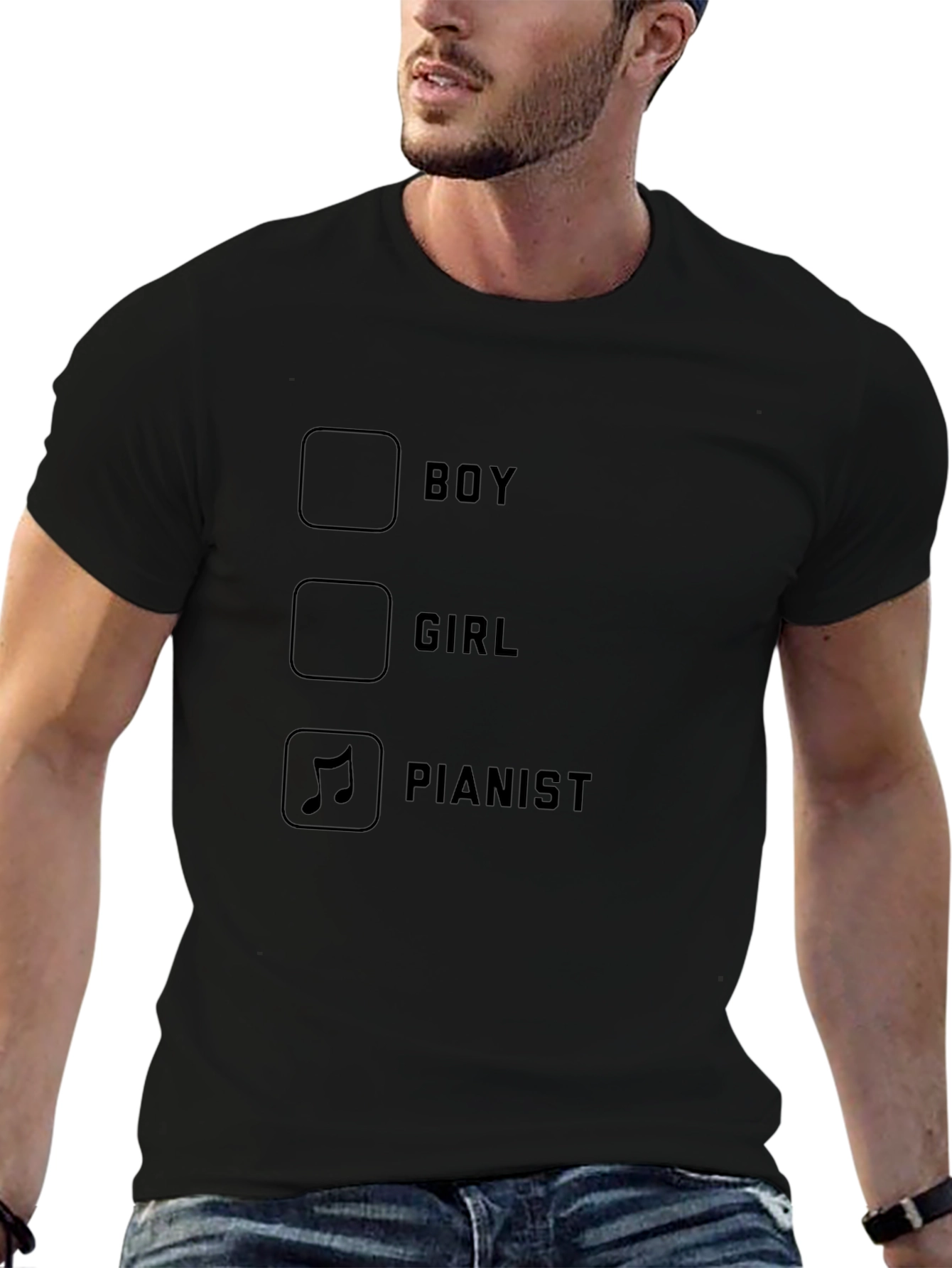 Pianist Checkbox Graphic Tee - Music Lover T-Shirt