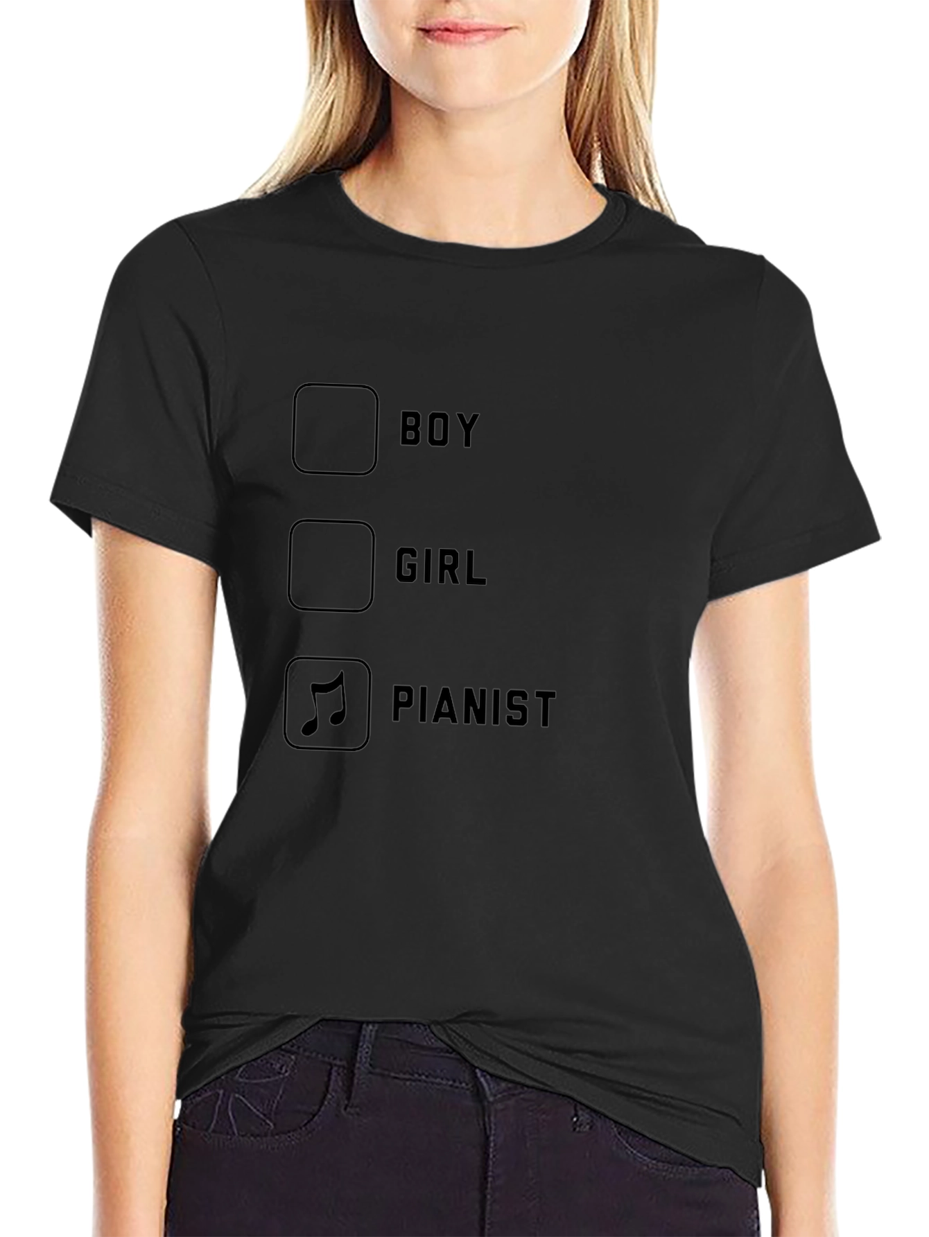 Pianist Checkbox Graphic Tee - Music Lover T-Shirt