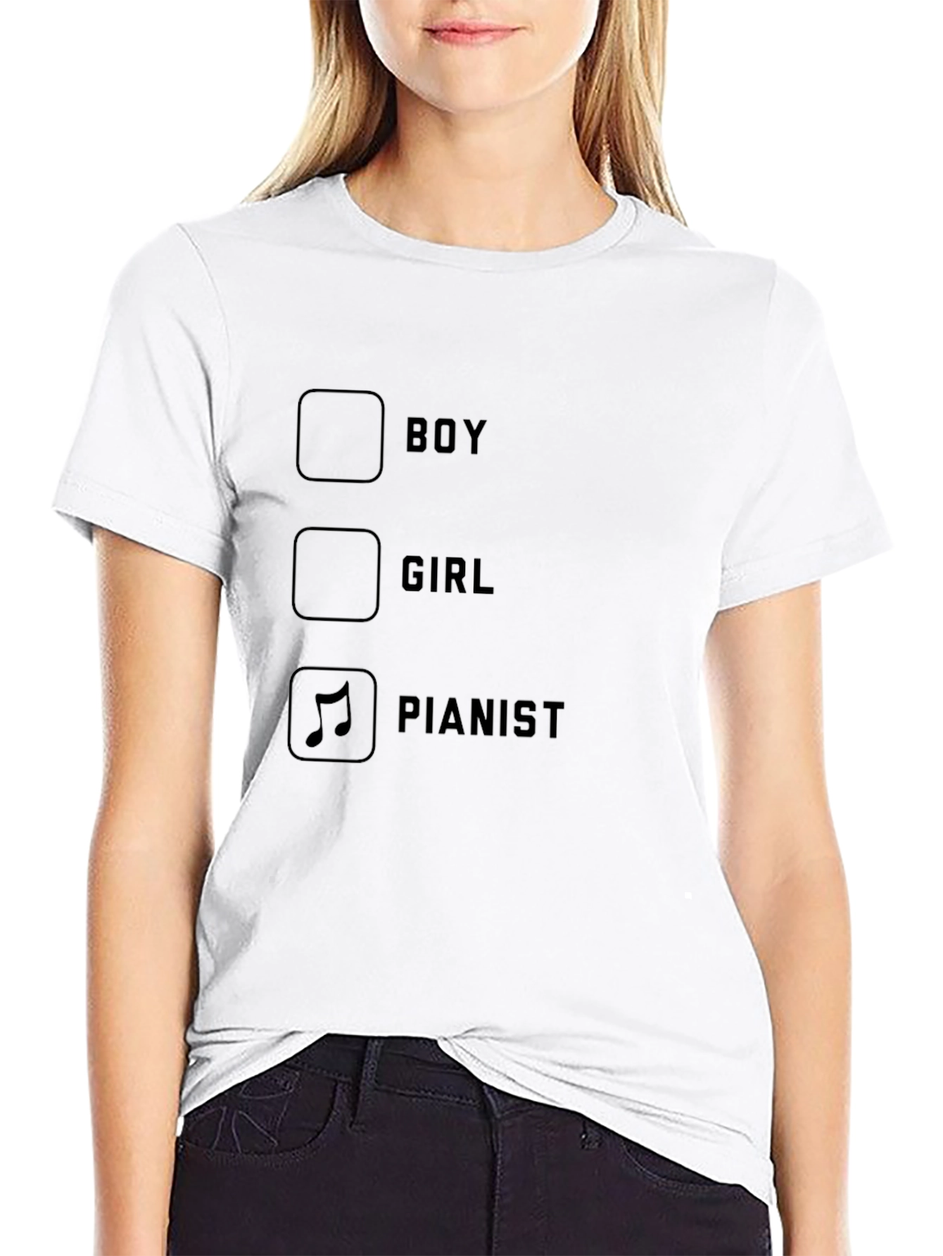Pianist Checkbox Graphic Tee - Music Lover T-Shirt